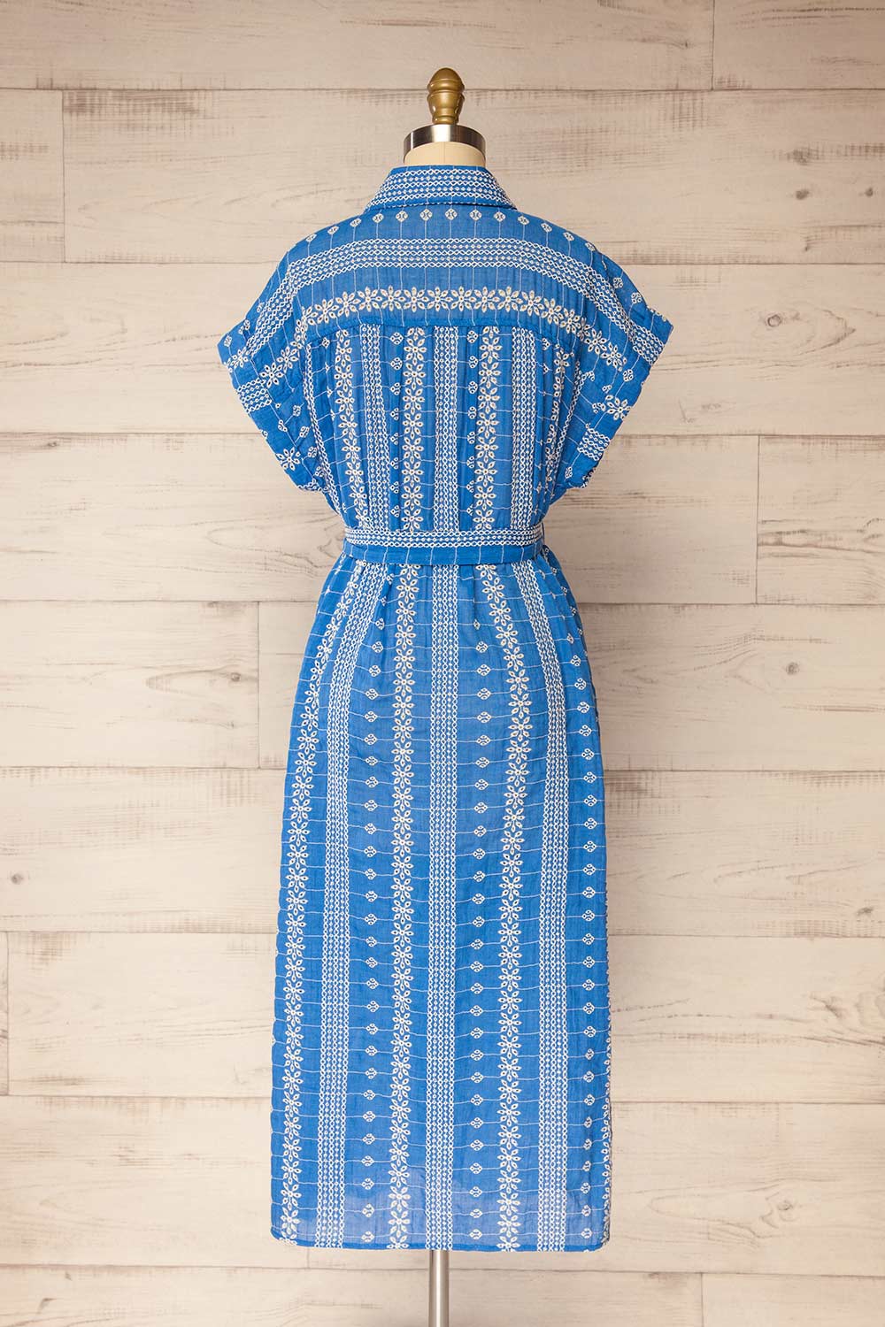 Lachlan Blue Button-Up Dress w/ Belt | La petite garçonne back view