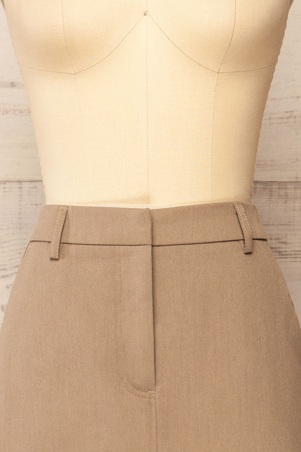 Lacombe Taupe A-Line Midi Skirt | La petite garçonne front