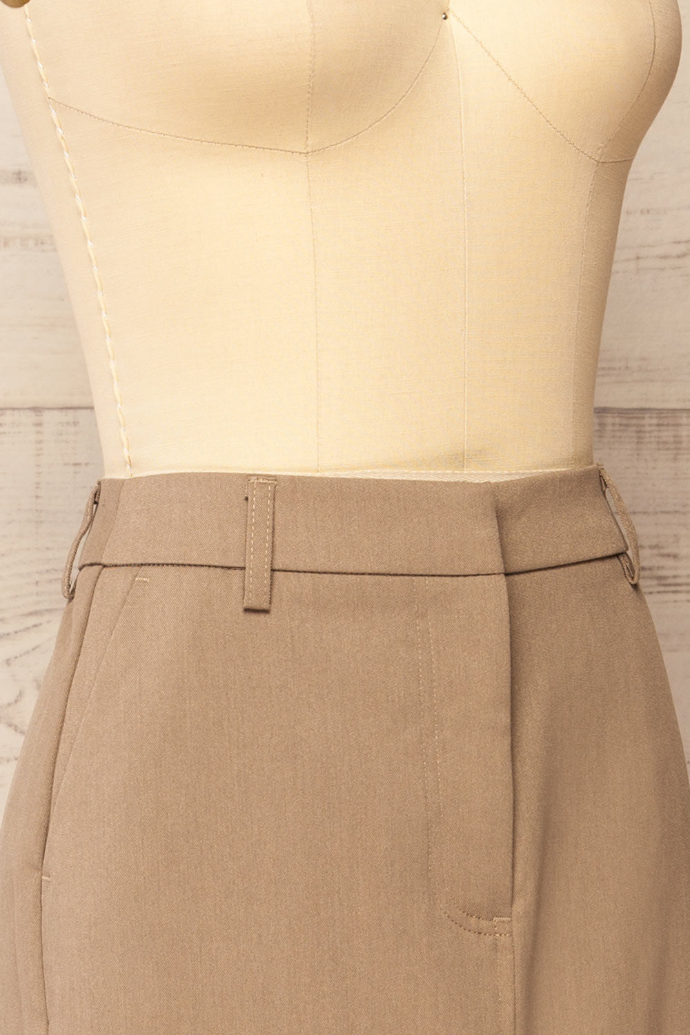 Lacombe Taupe A-Line Midi Skirt | La petite garçonne side