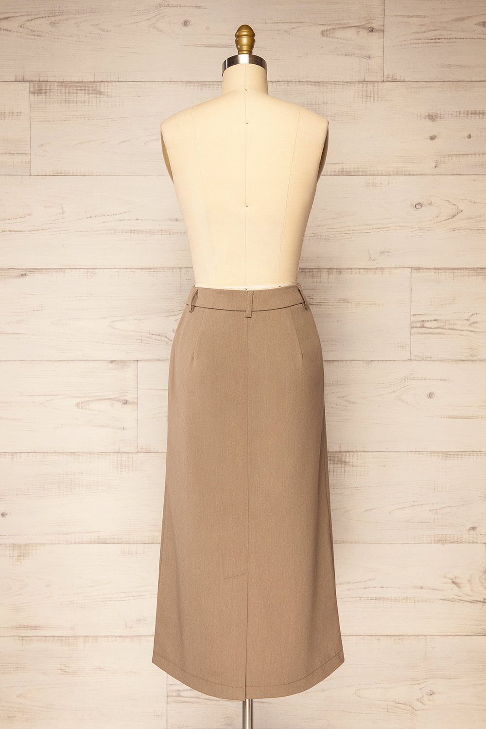 Lacombe Taupe A-Line Midi Skirt | La petite garçonne back view