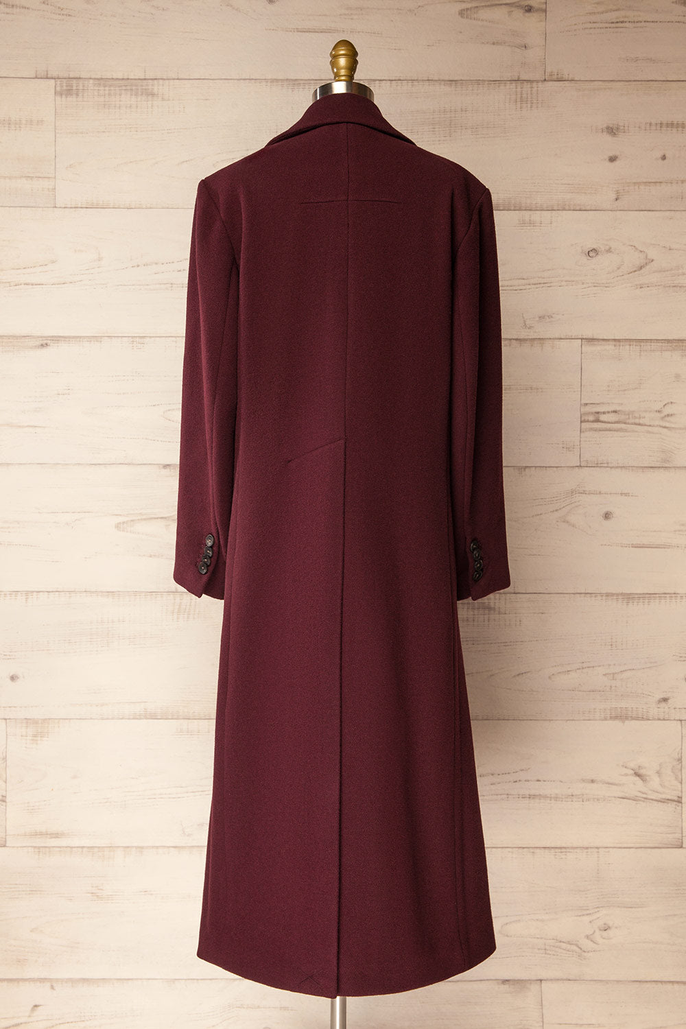 Lagos Long Burgundy Coat with Lapel Collar | La petite garçonne back view