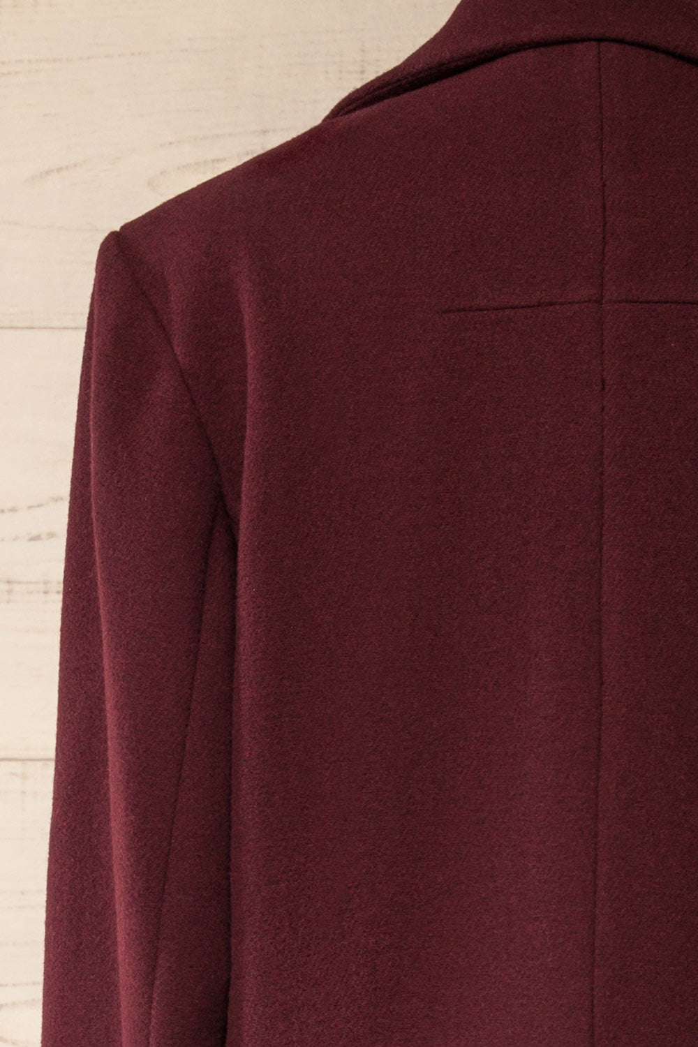 Lagos Long Burgundy Coat with Lapel Collar | La petite garçonne back