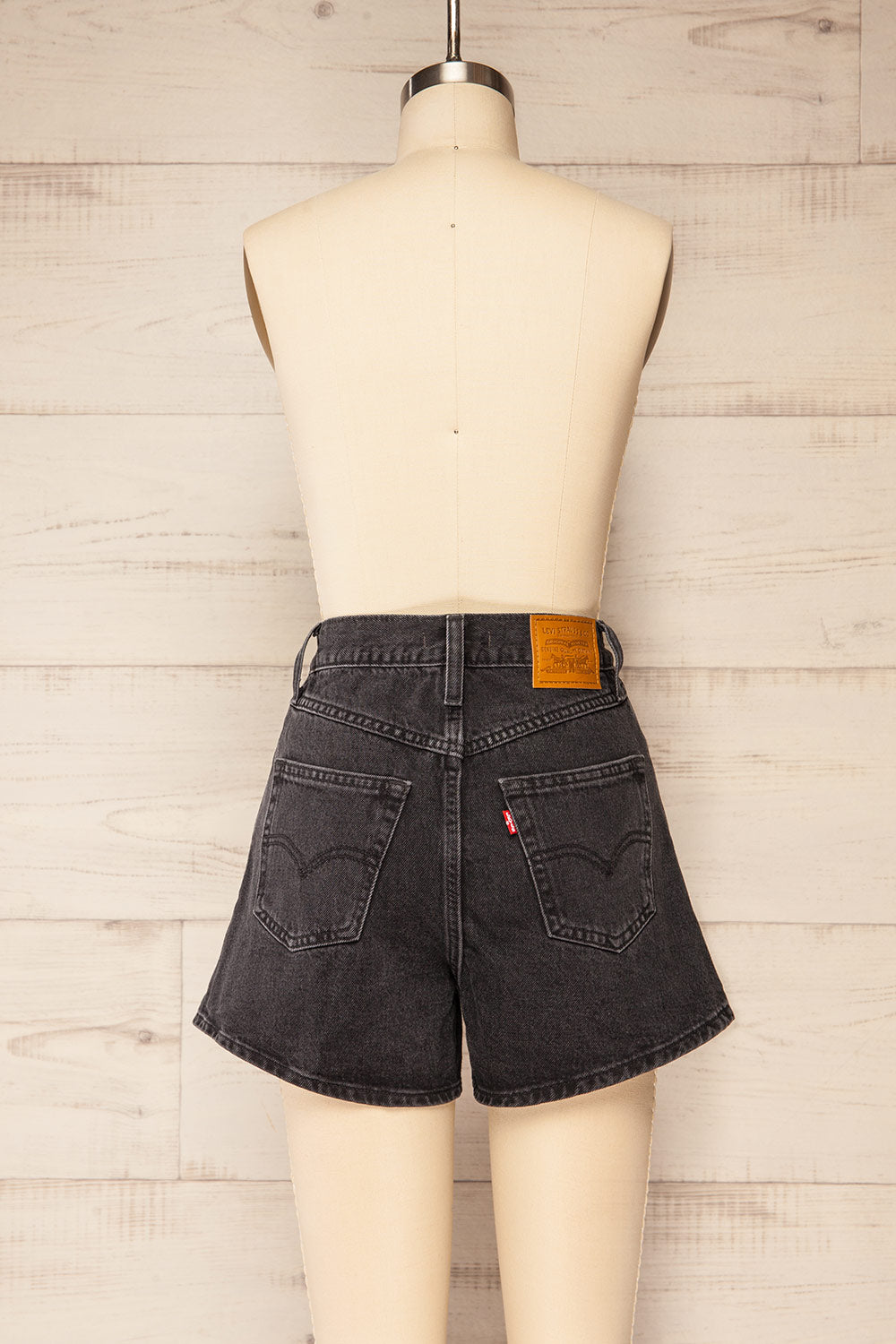 Laguna Black High-Waisted Black Denim Shorts | La petite garçonne
back view