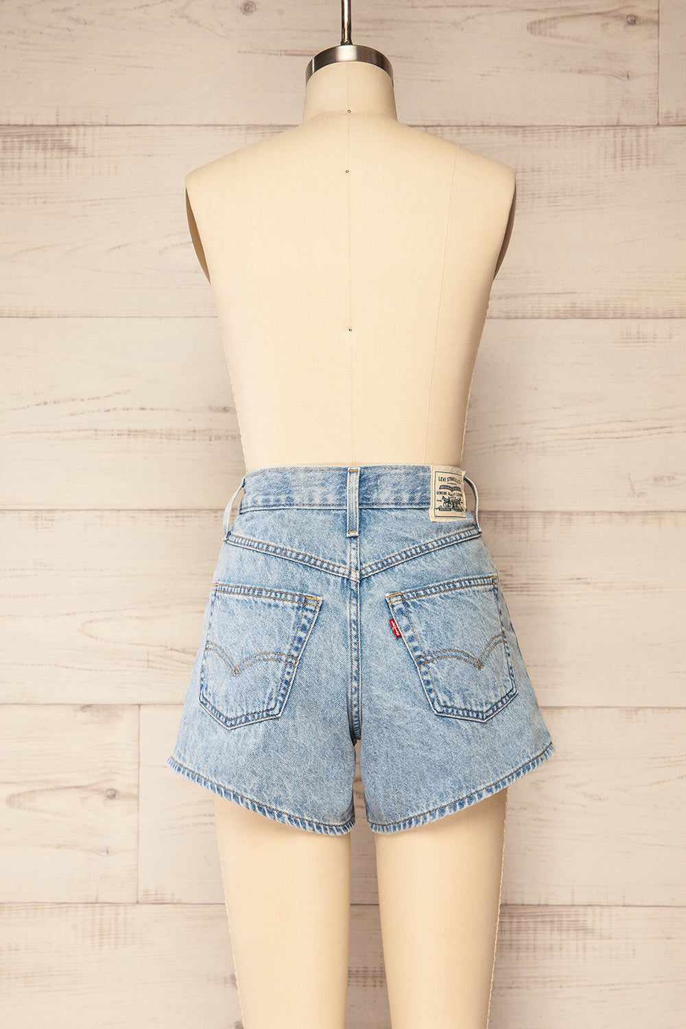 Lagunaa Light Wash High-Waisted Denim Shorts | La petite garçonne back view