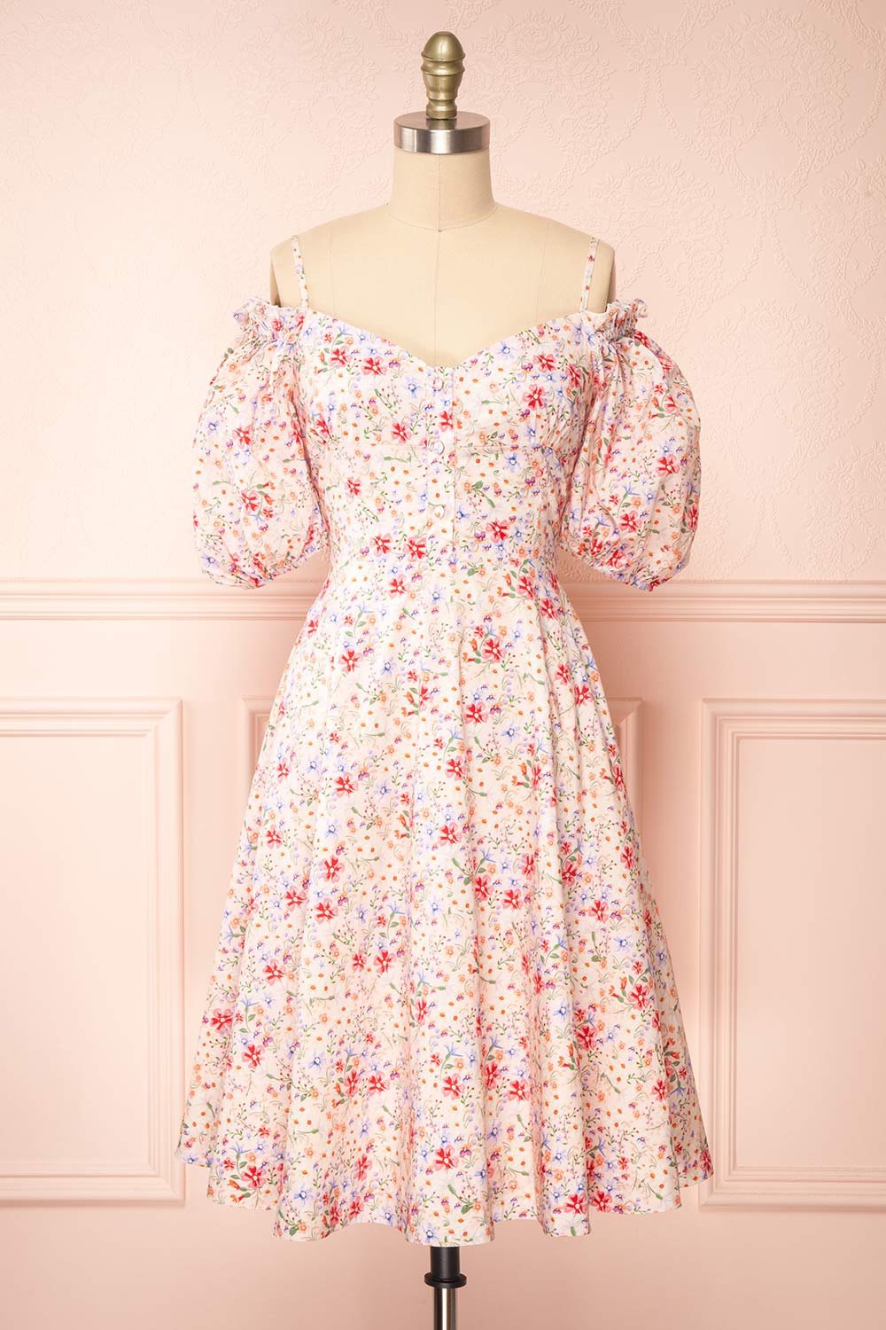 Lahja Short Floral Dress w/ Corset Back