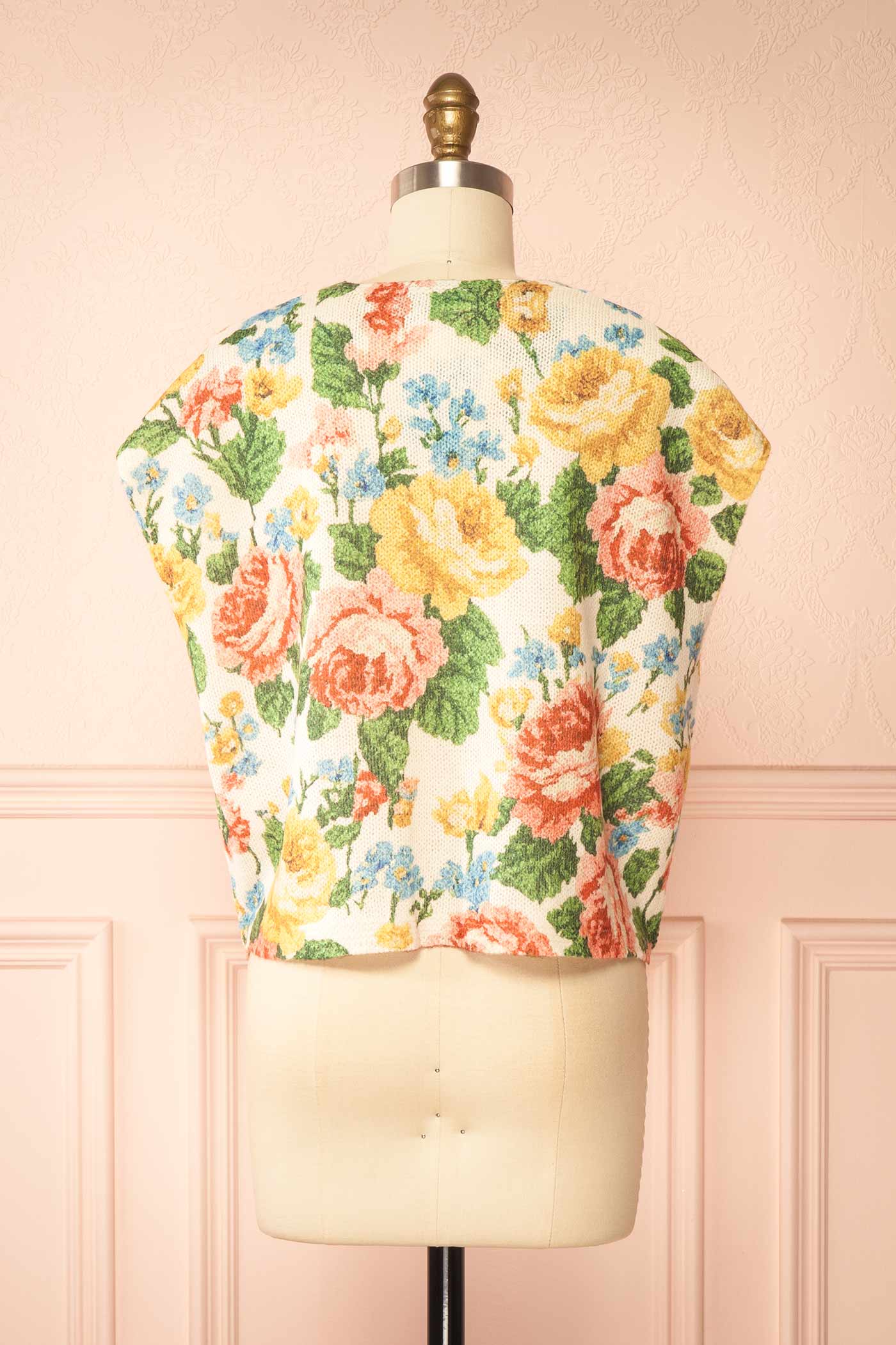 Lallia | Floral Print Button-Up Knit Vest Top