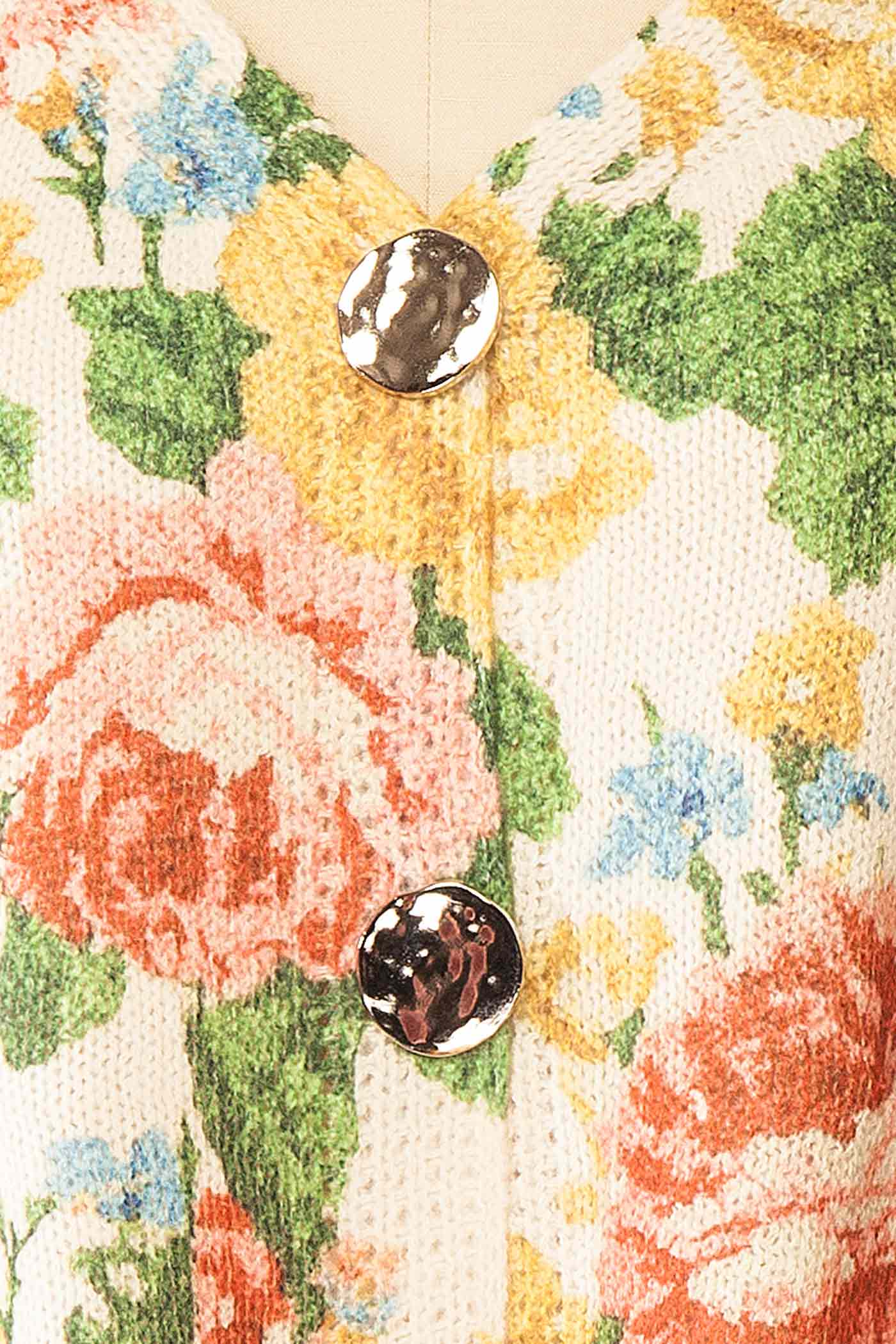 Lallia | Floral Print Button-Up Knit Vest Top