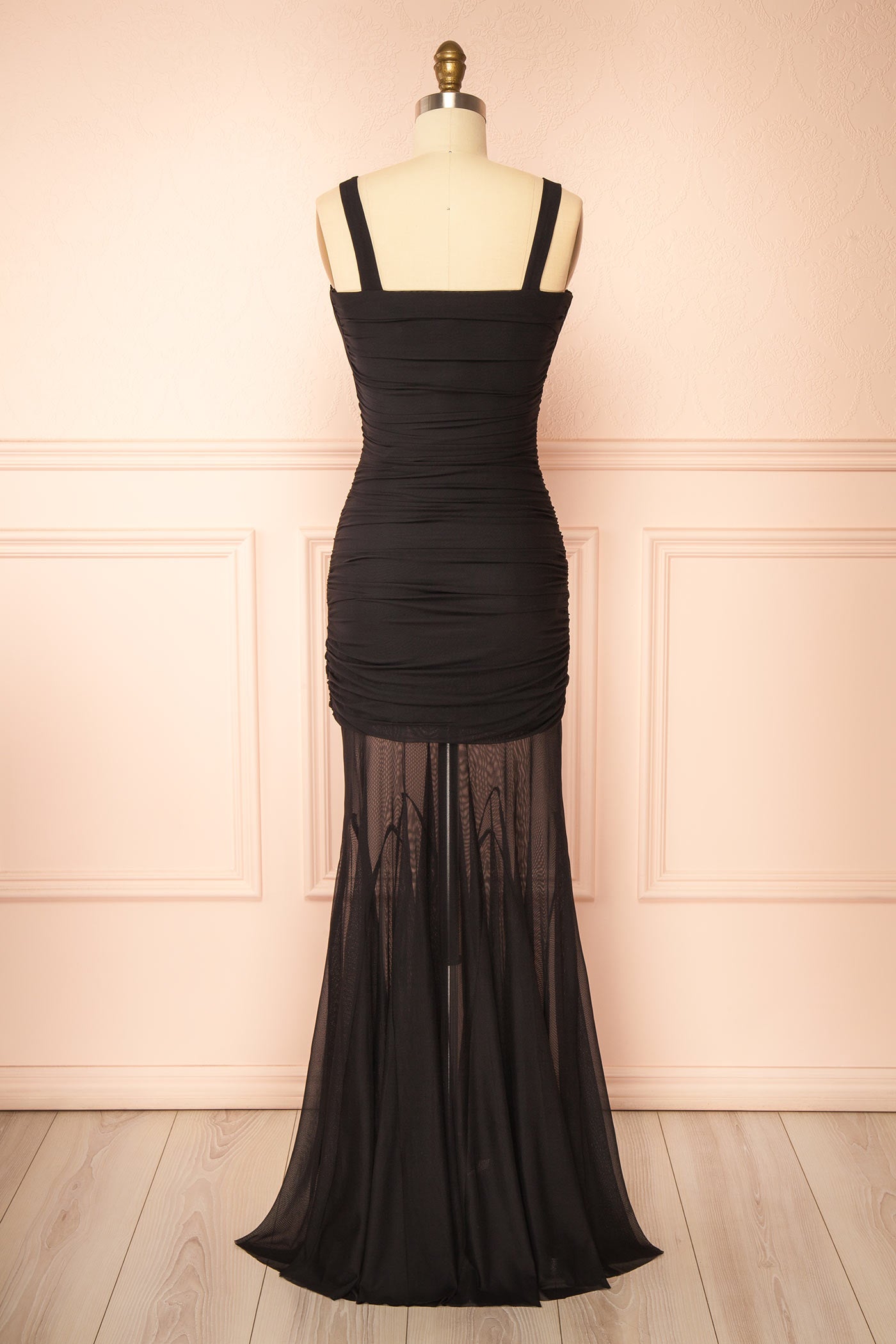 Lancia Black Mesh Mermaid Maxi Dress | Boutique 1861 back