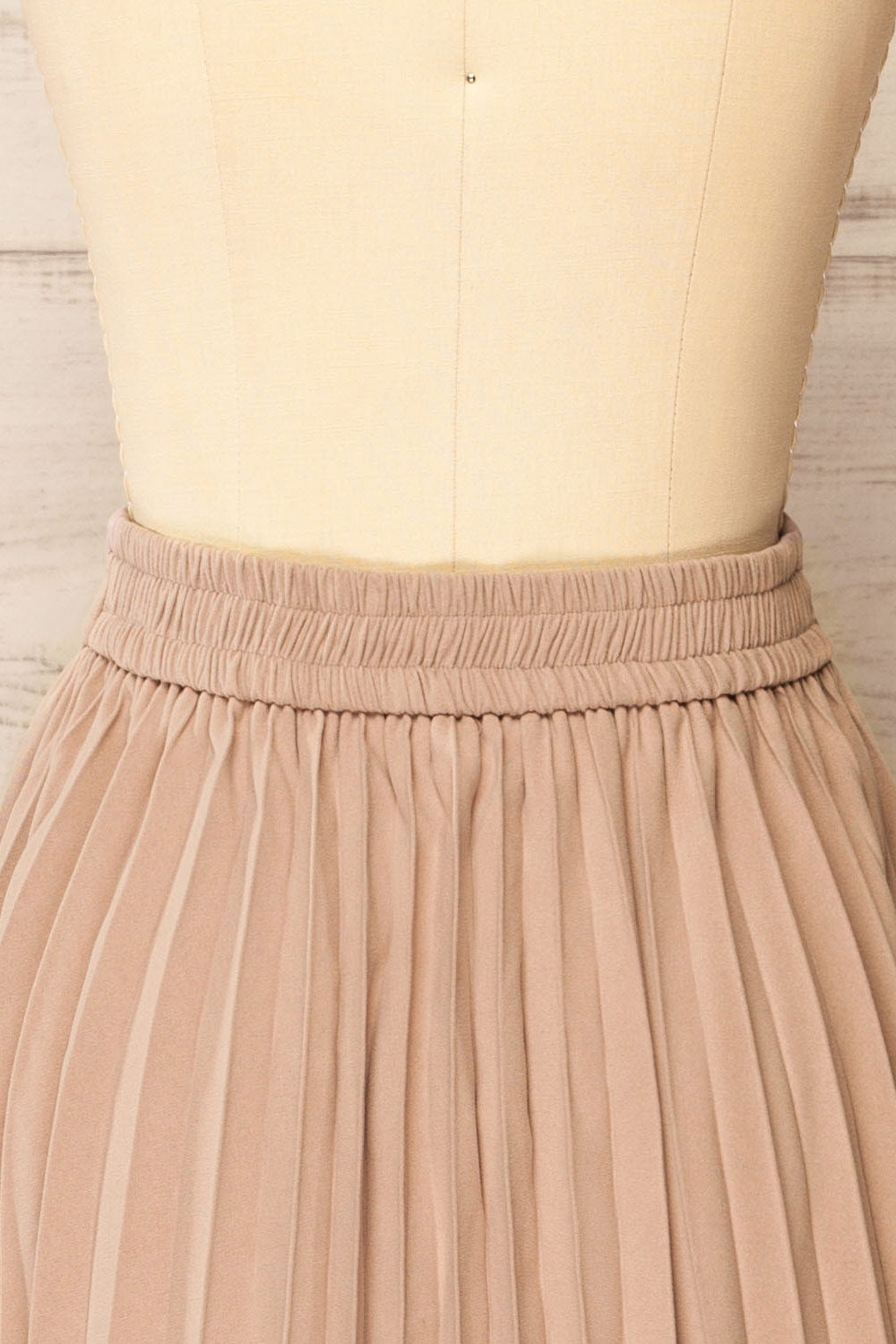 Langdon Taupe Pleated Velvet Midi Skirt | La petite garçonne back