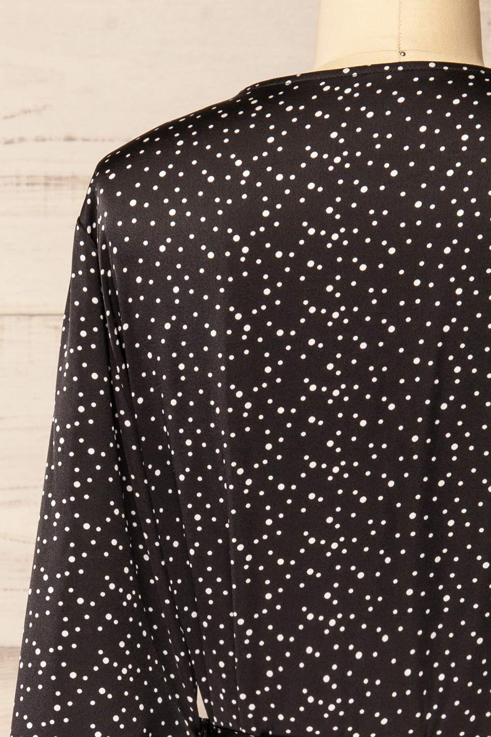 Langon Black Short Dotted Wrap Dress | La petite garçonne back