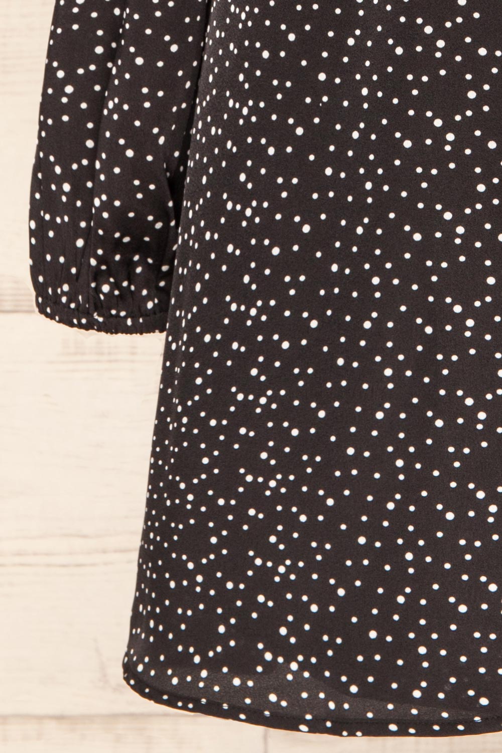 Langon Black Short Dotted Wrap Dress | La petite garçonne sleeve