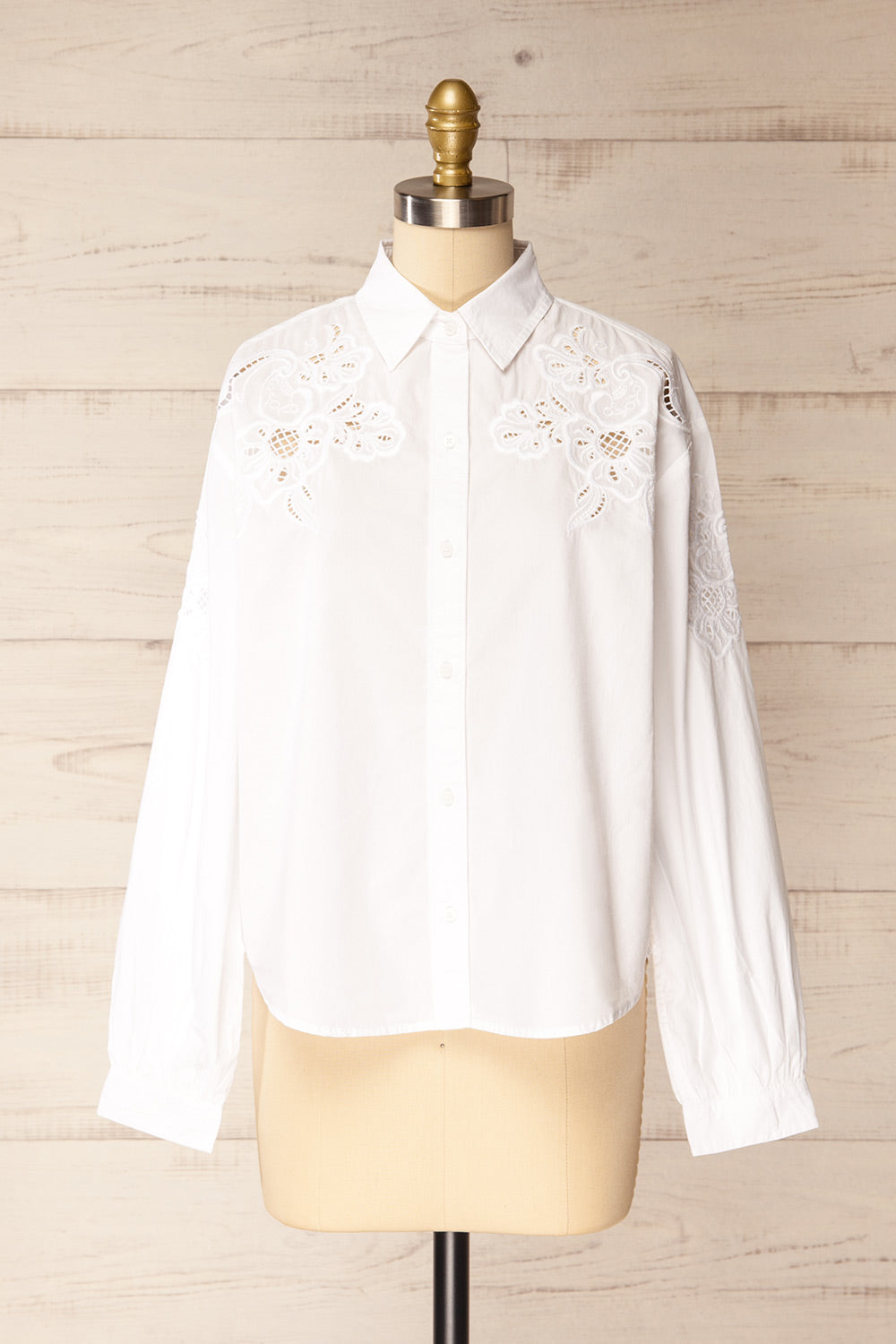 Laredo White Shirt with Openwork Details | La petite garçonne front view
