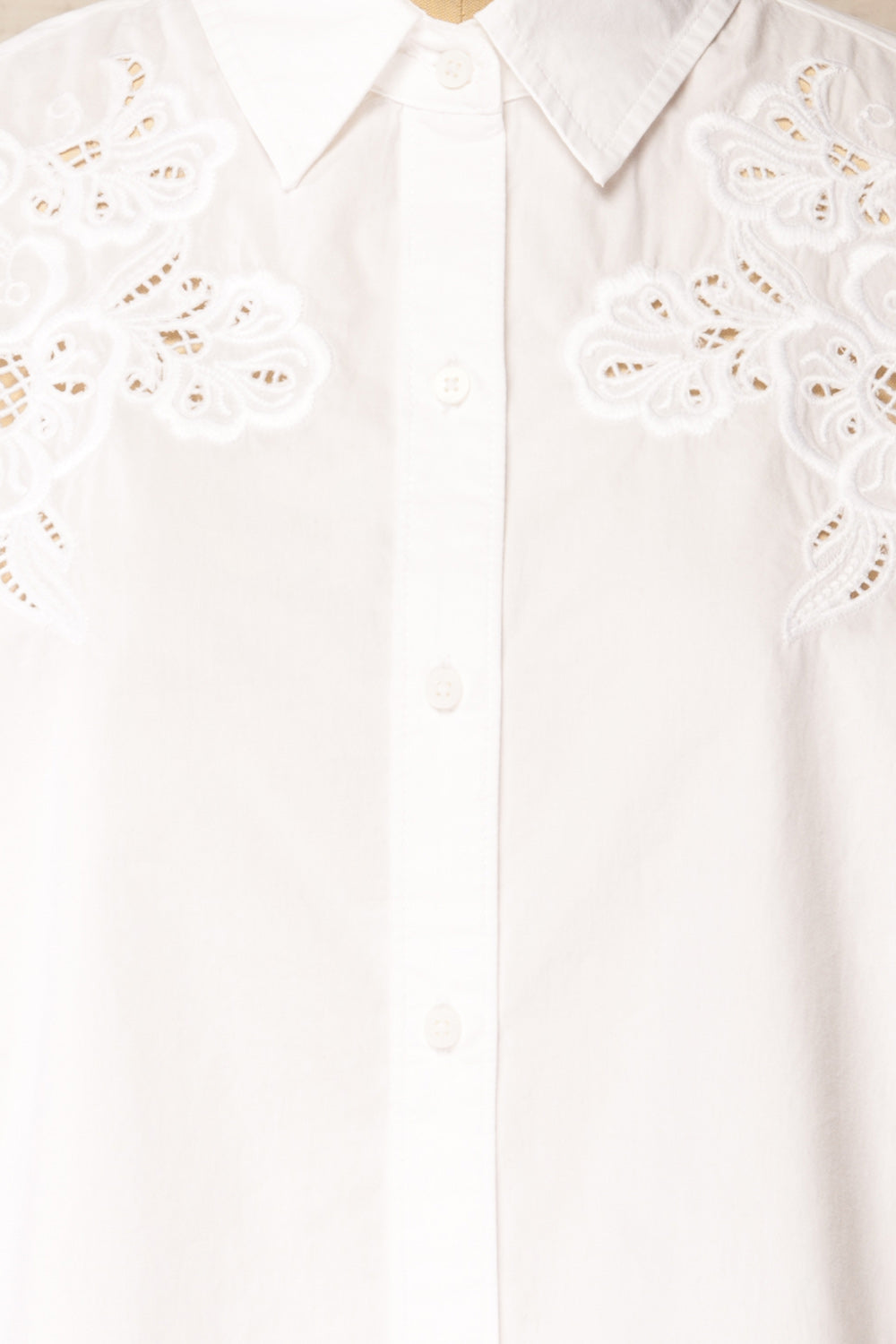 Laredo White Shirt with Openwork Details | La petite garçonne fabric