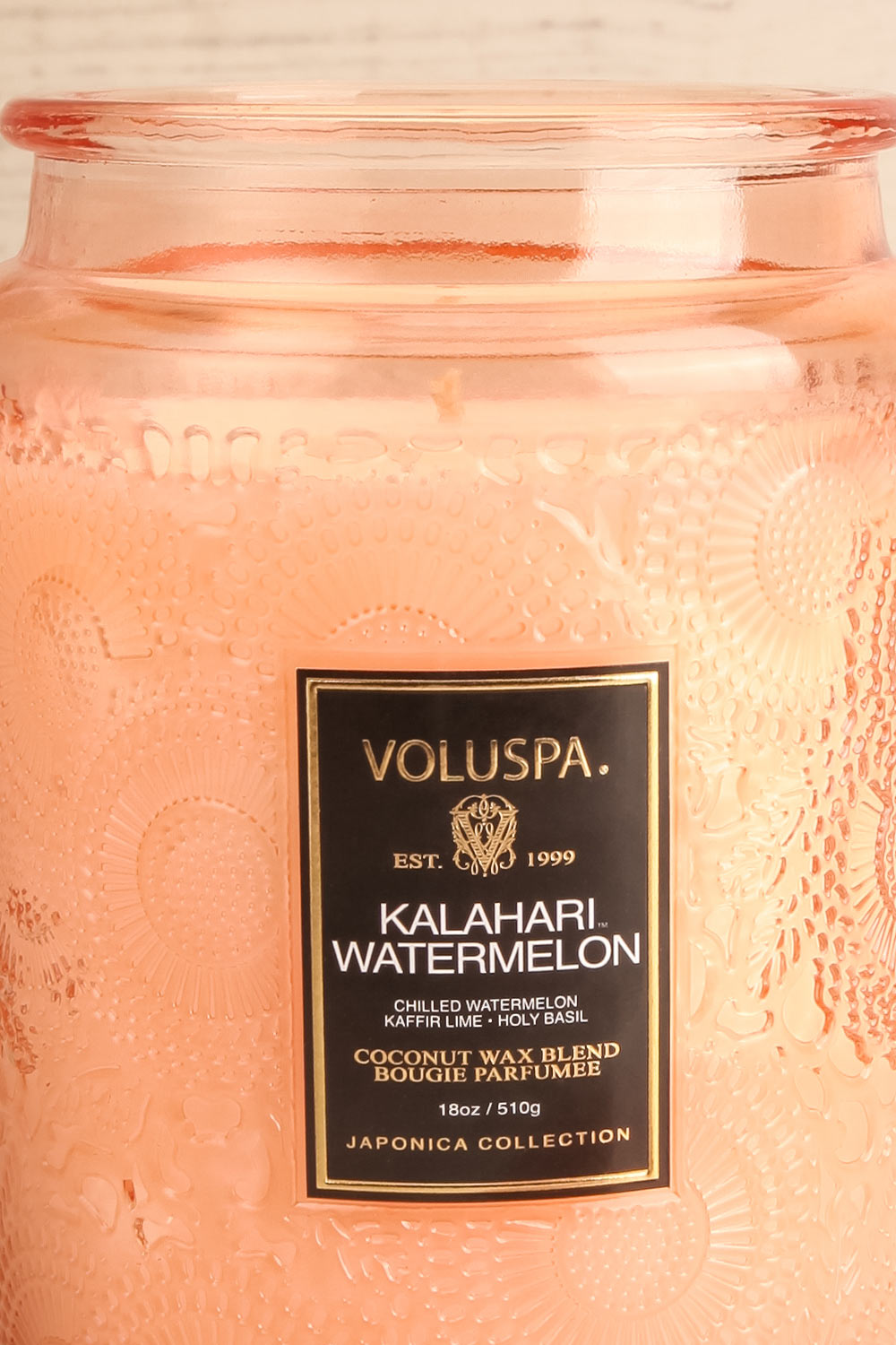 Kalahari Watermelon Large Jar Candle by Voluspa | Maison garçonne open close-up