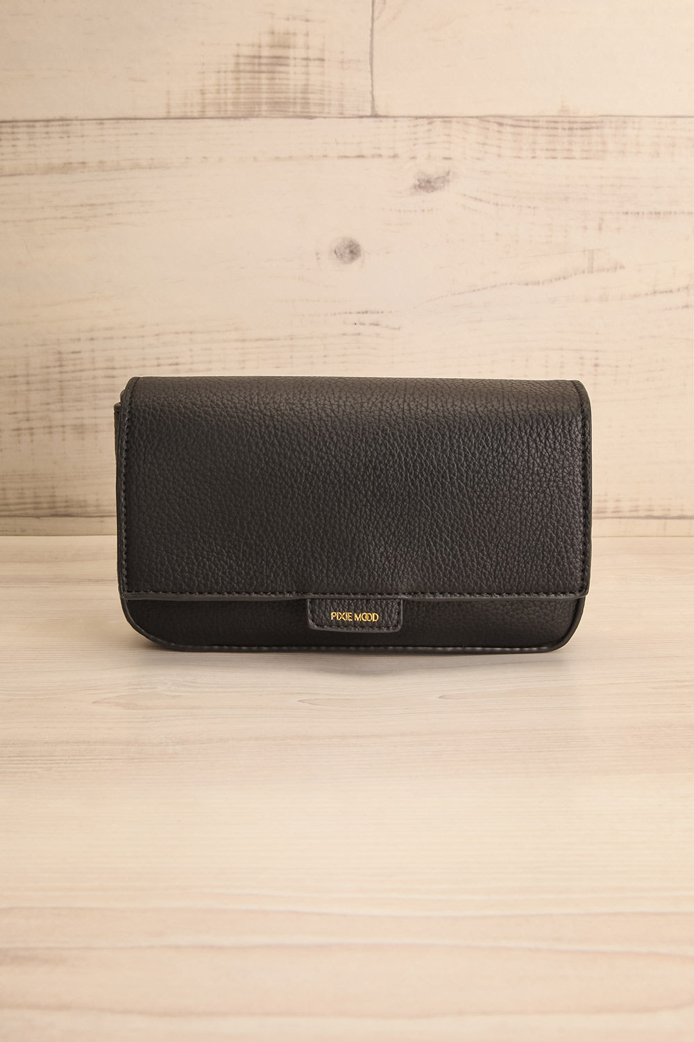 Laryssa Black Vegan Leather Crossbody Bag | La petite garçonne front view