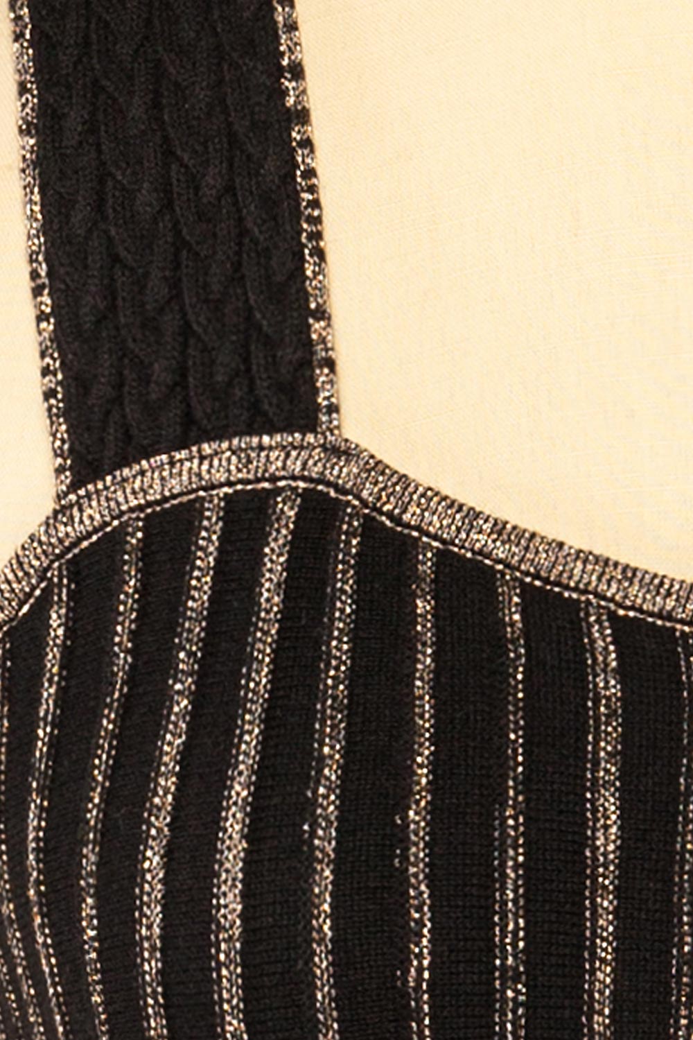 Latimo Black Crop Top w/ Golden Threads | La petite garçonne fabric