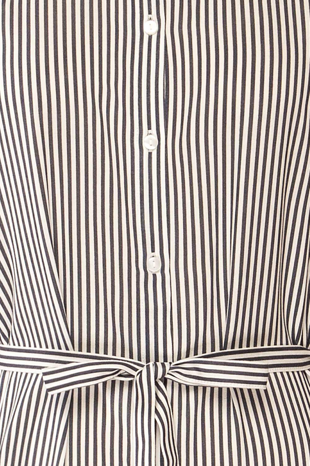 Latresne Black Stripes Buttoned Midi Shirt Dress | La petite garçonne fabric