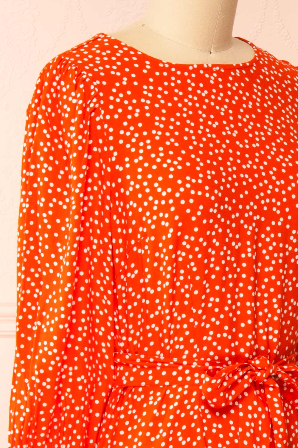 Laureanne Red Polka Dot Belted Midi Dress | Boutique 1861 side