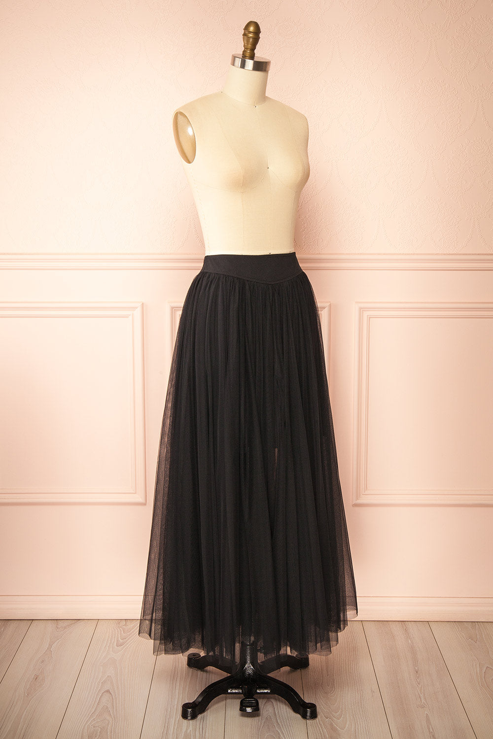 Laurelia Black Maxi Tulle Low Rise Skirt | Boutique 1861 side view