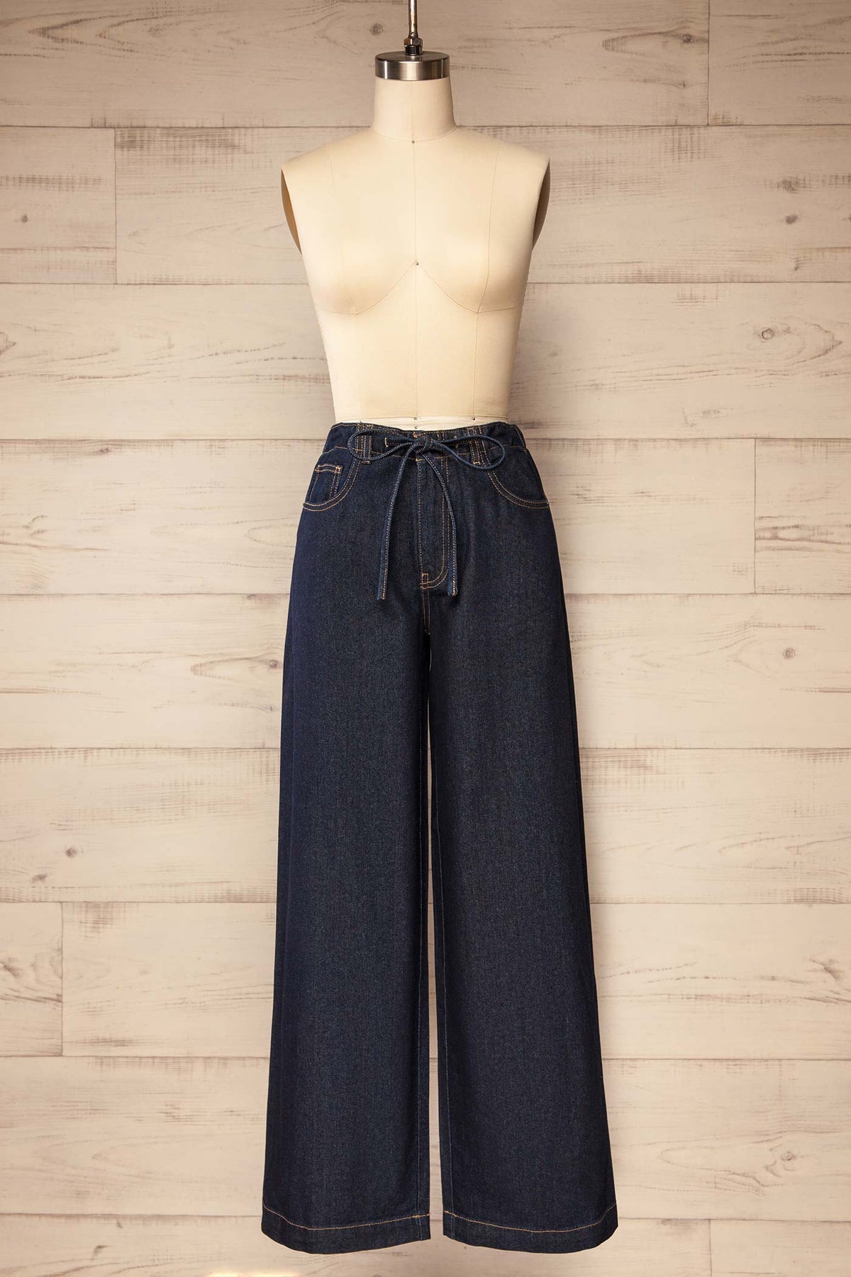 front view of Lavelanet Dark Wash Wide Leg Denim Pants at La petite garçonne