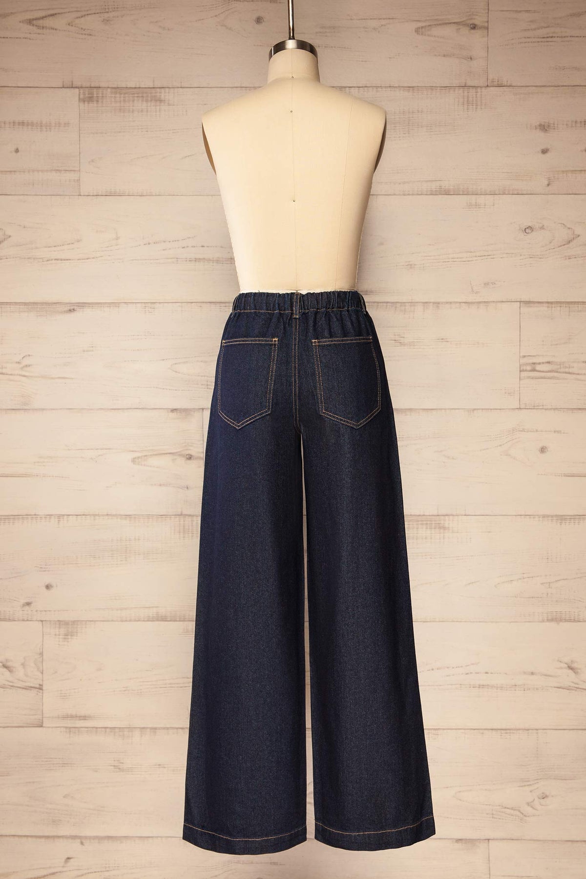 back view of Lavelanet Dark Wash Wide Leg Denim Pants at La petite garçonne
