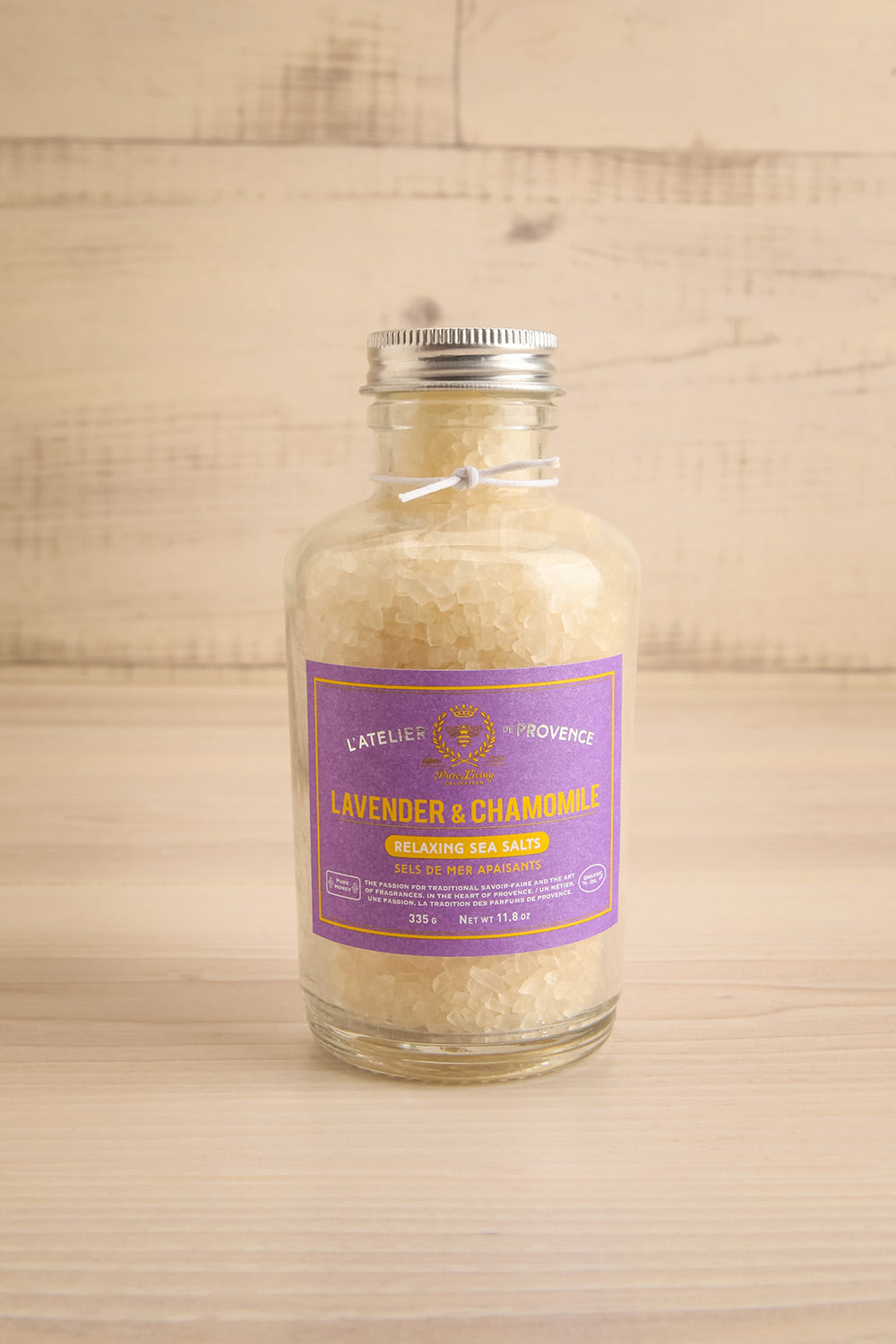 Lavender & Chamomile Bath Salts by L'Atelier de Provence | Maison garçonne bottle