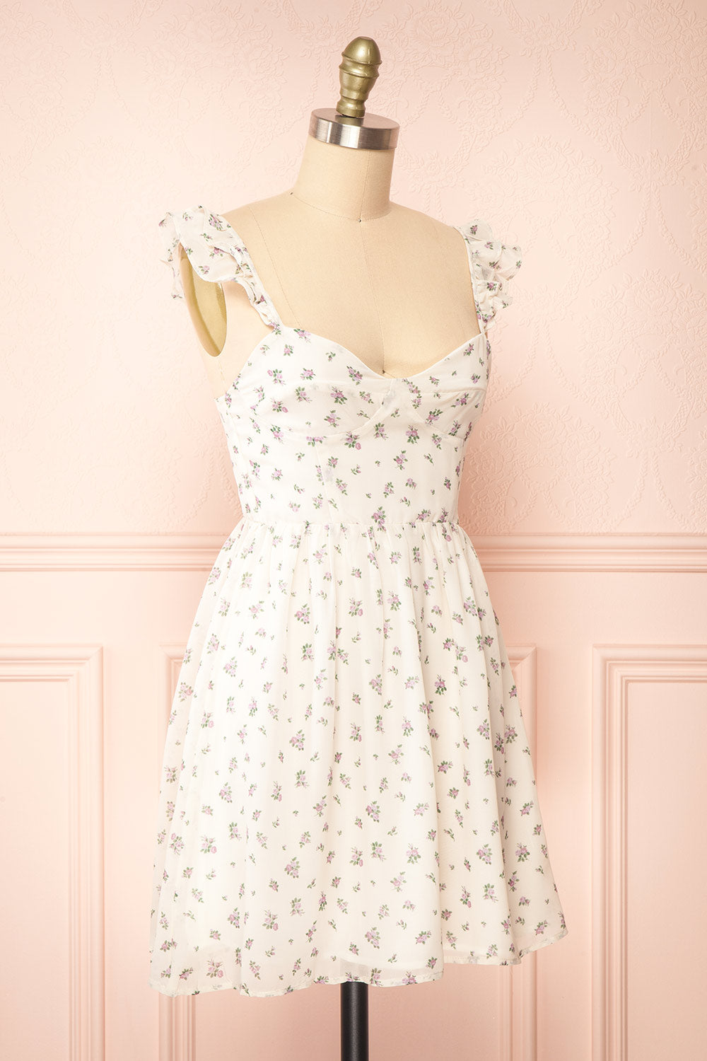 Lavinia Short Ivory Floral Dress | Boutique 1861 side view