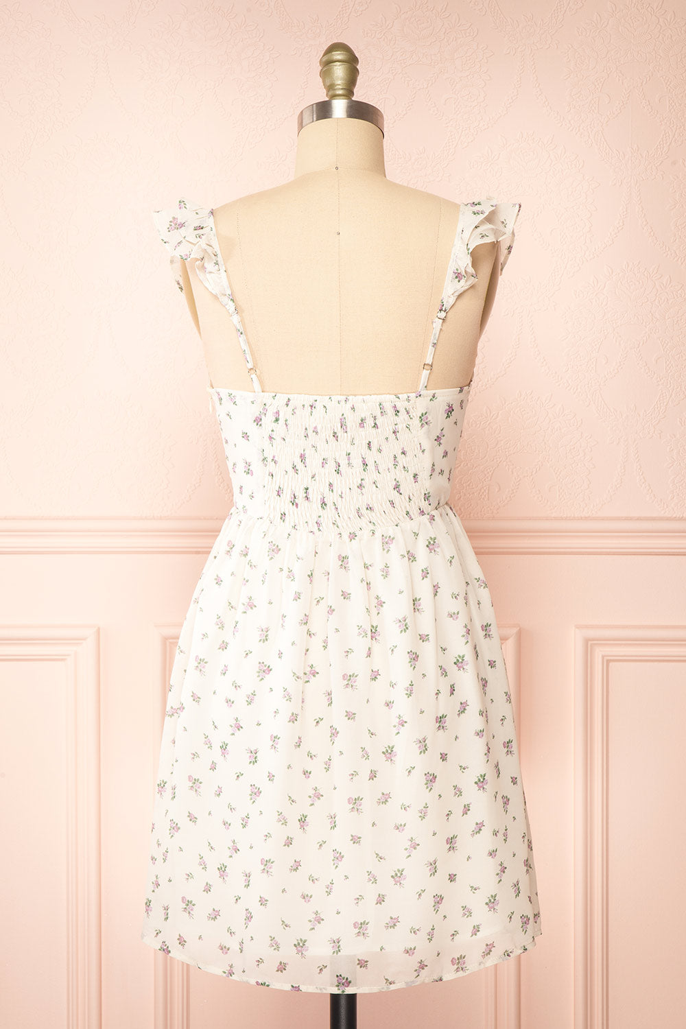 Lavinia Short Ivory Floral Dress | Boutique 1861 back view