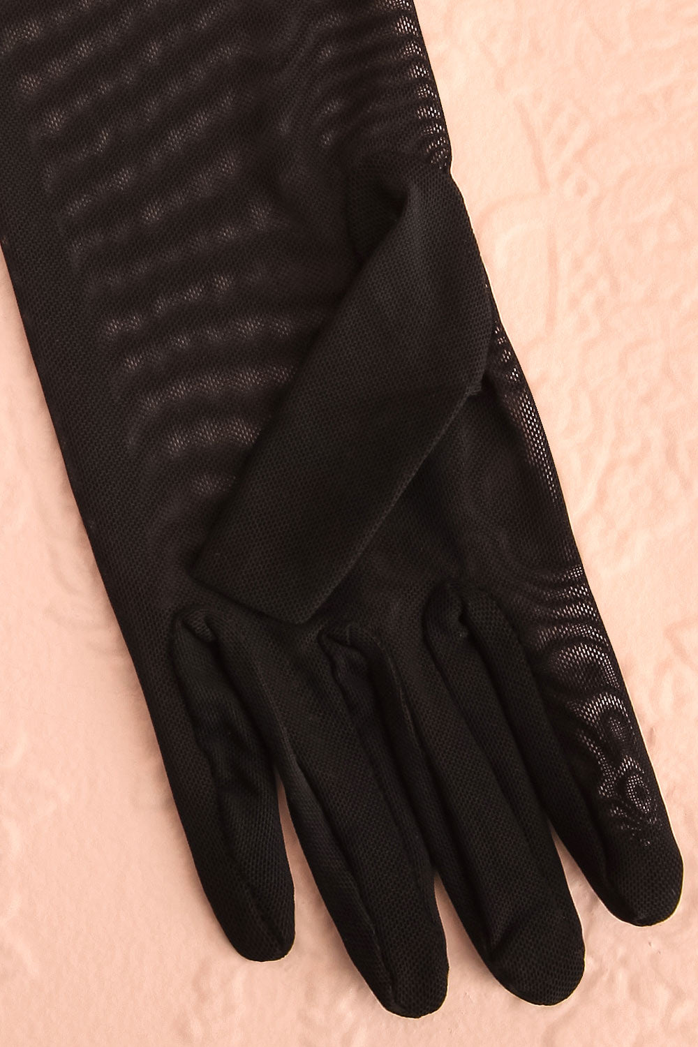 Lazuli Long Black Mesh Gloves | Boutique 1861 close-up