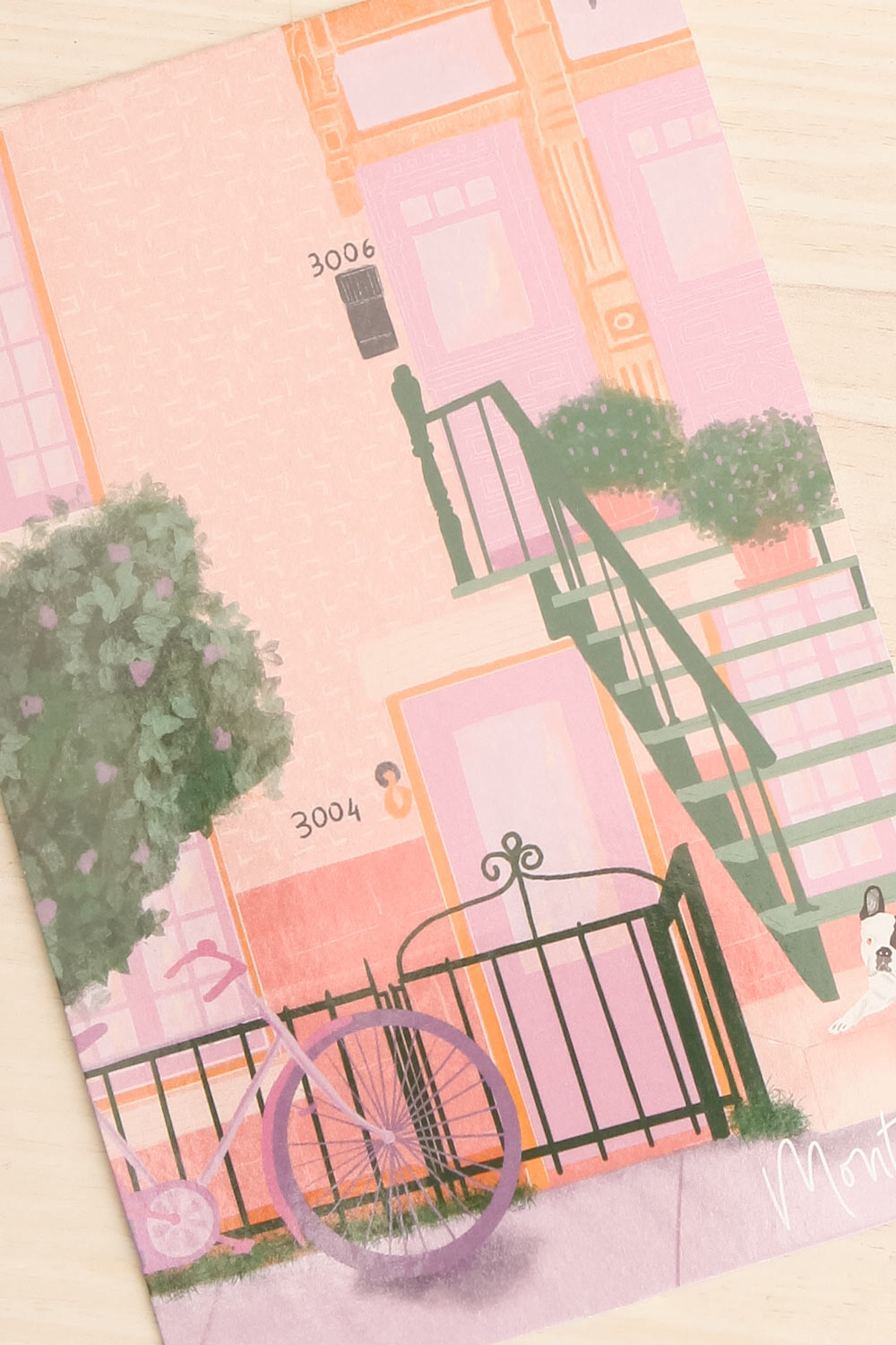 Le Petit Laurier Montreal Postcard | Maison garçonne close-up