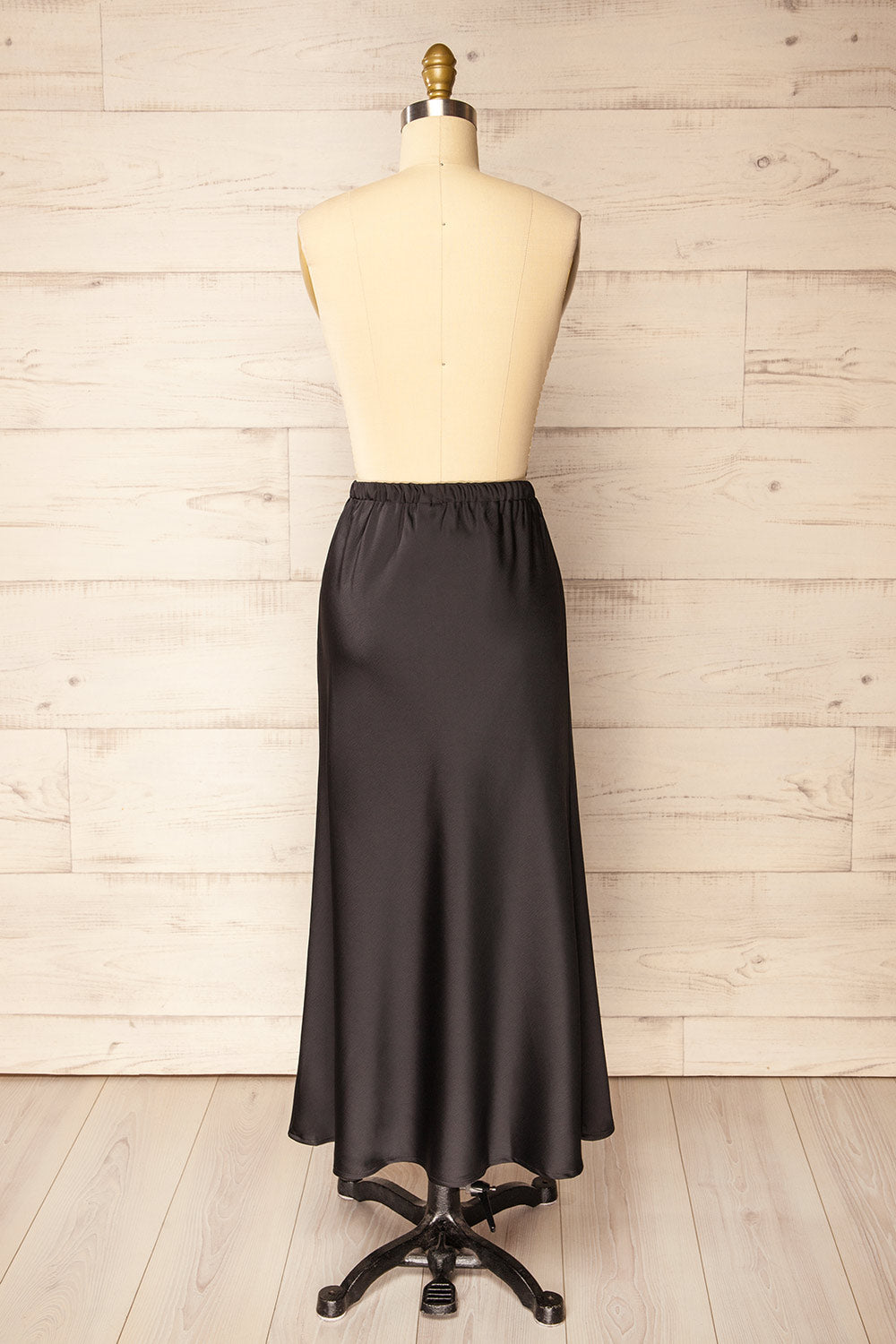 Lehavre Black Maxi Satin Skirt | La petite garçonne back view