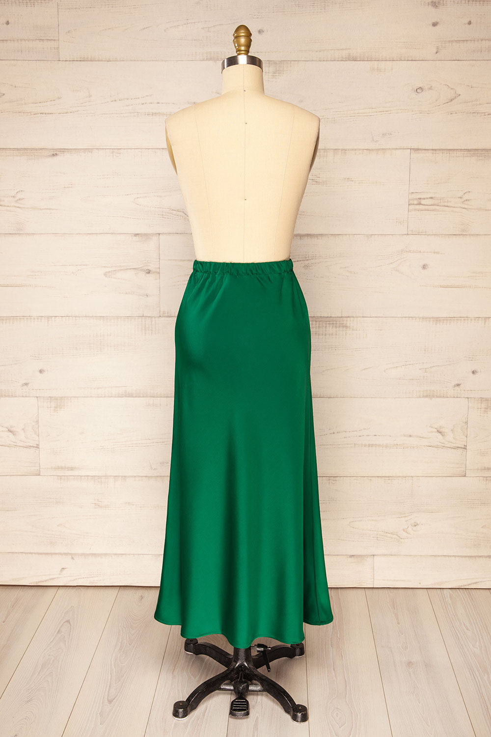Lehavre Green Maxi Satin Skirt | La petite garçonne back view