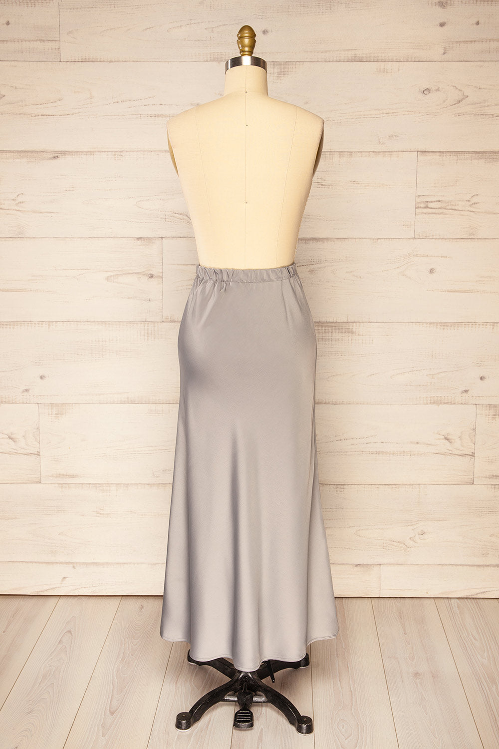 Lehavre Grey Maxi Satin Skirt | La petite garçonne back view