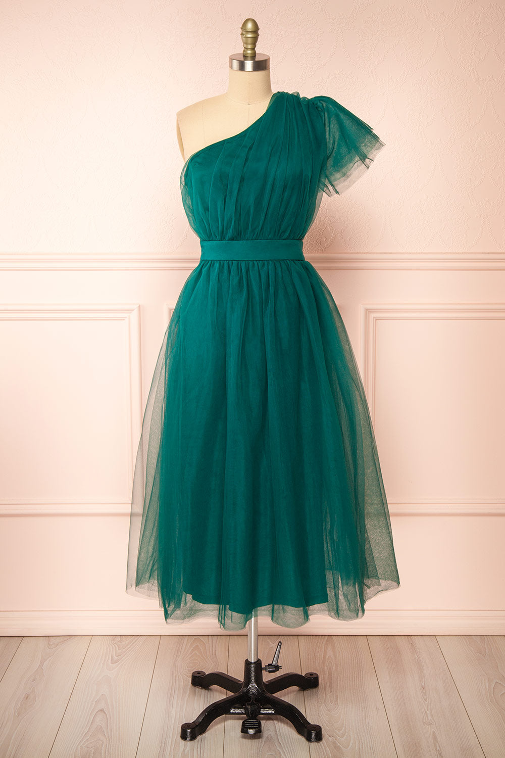 Leillia Green Tulle Midi Dress | Boutique 1861 front view