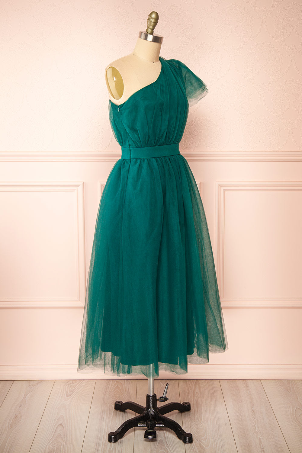 Leillia Green Tulle Midi Dress | Boutique 1861 side view