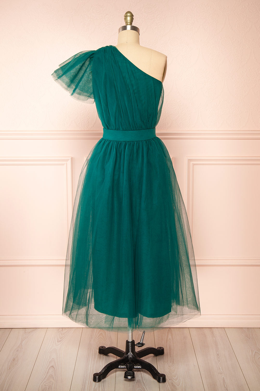 Leillia Green Tulle Midi Dress | Boutique 1861 back view