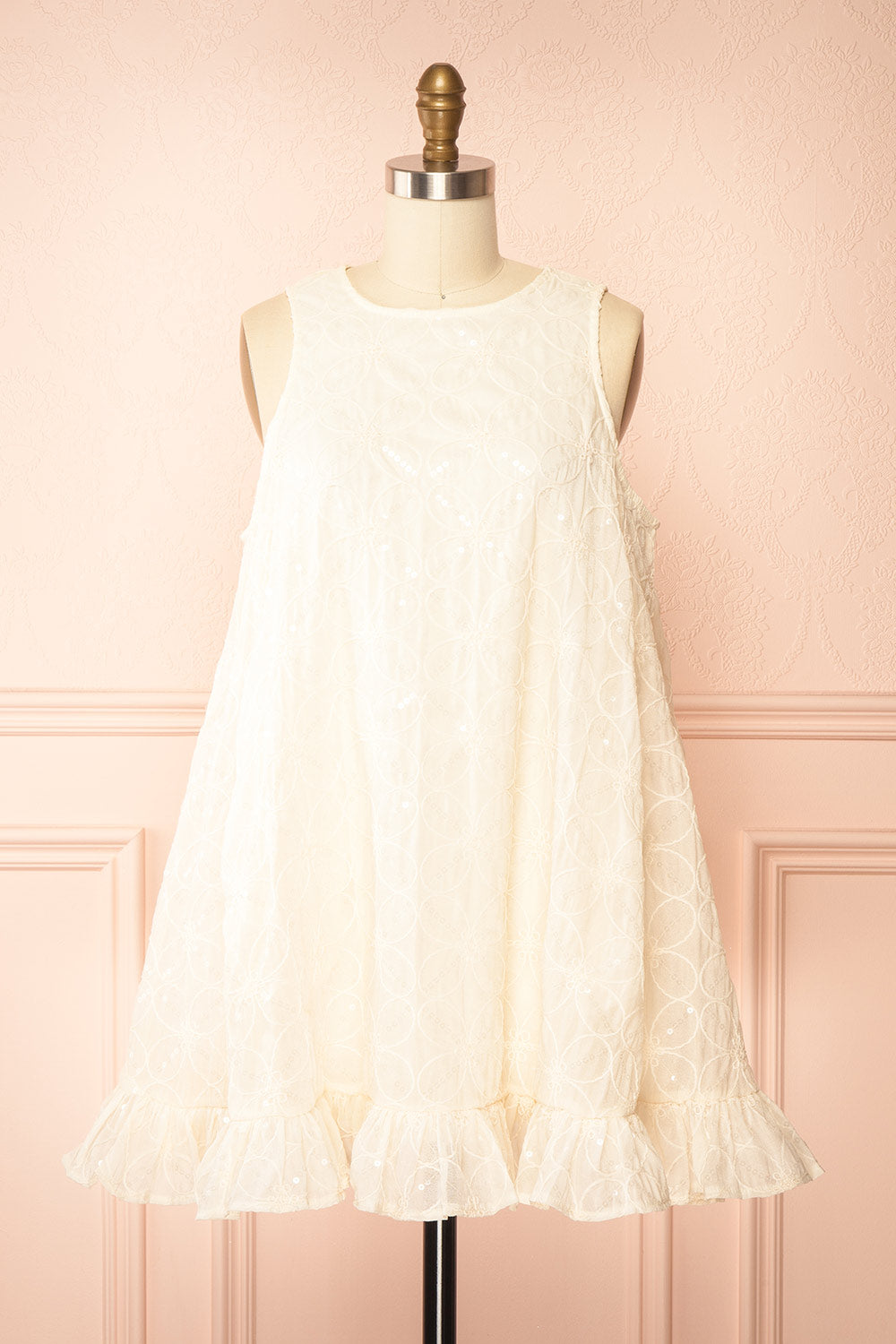 Lelia Ivory Short Sleeveless Dress | Boutique 1861 front view