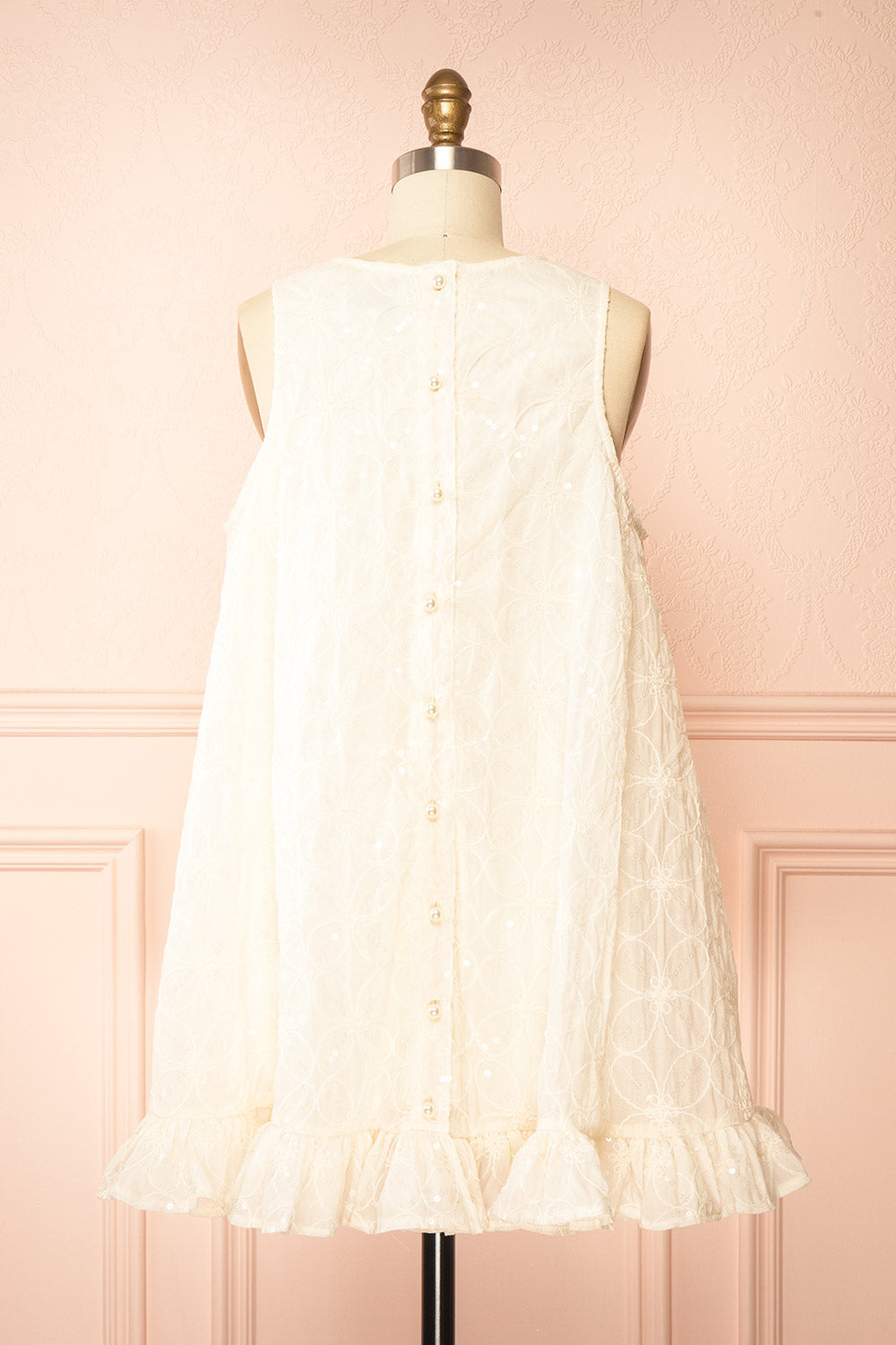 Lelia Ivory Short Sleeveless Dress | Boutique 1861 back view
