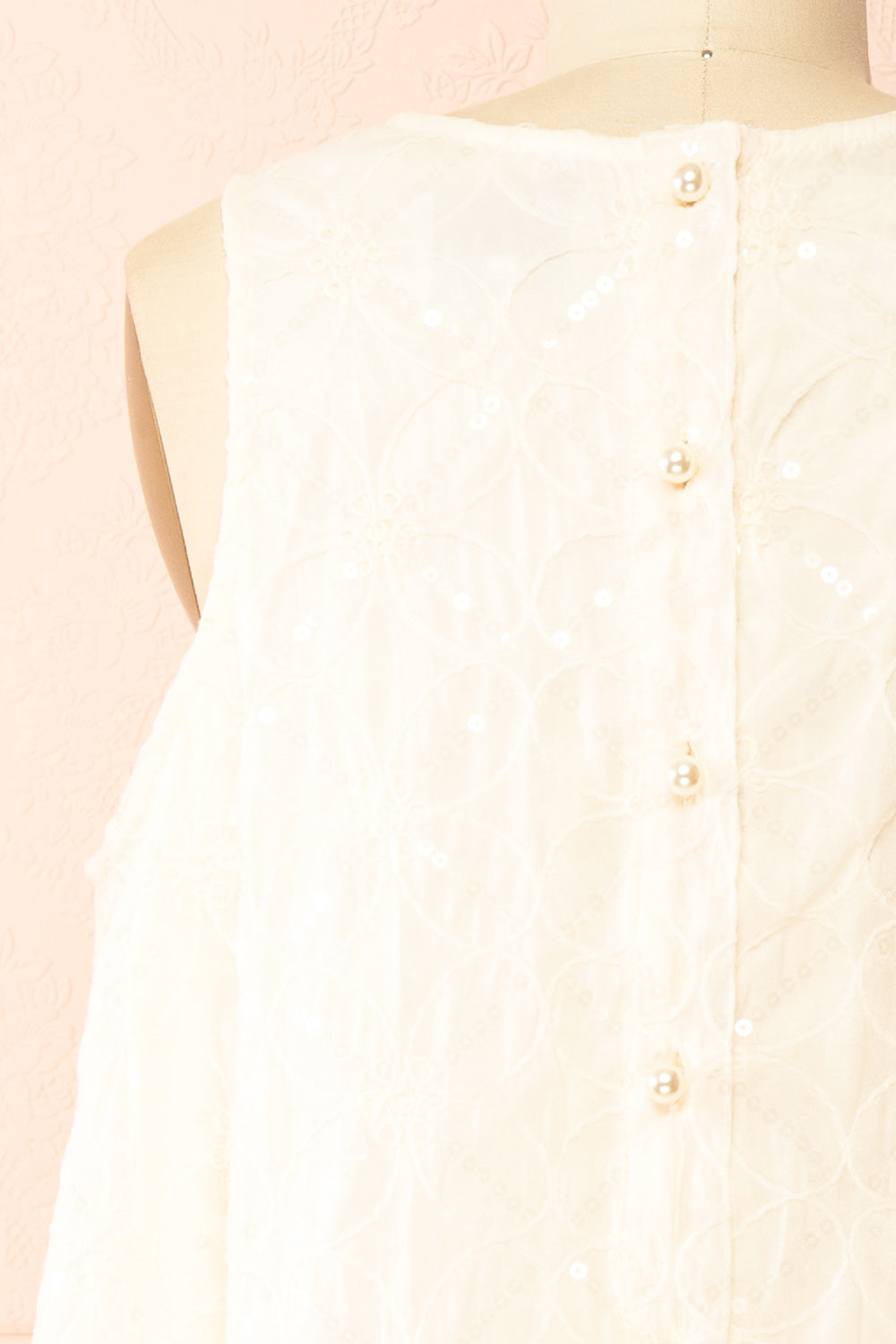 Lelia Ivory Short Sleeveless Dress | Boutique 1861 back