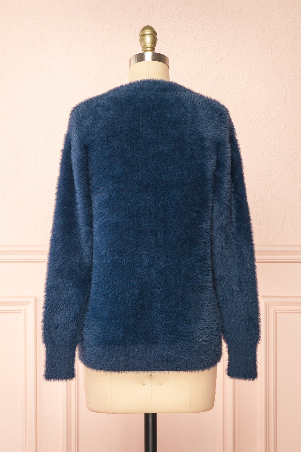 Leni Blue Fuzzy Cardigan | Boutique 1861 back view