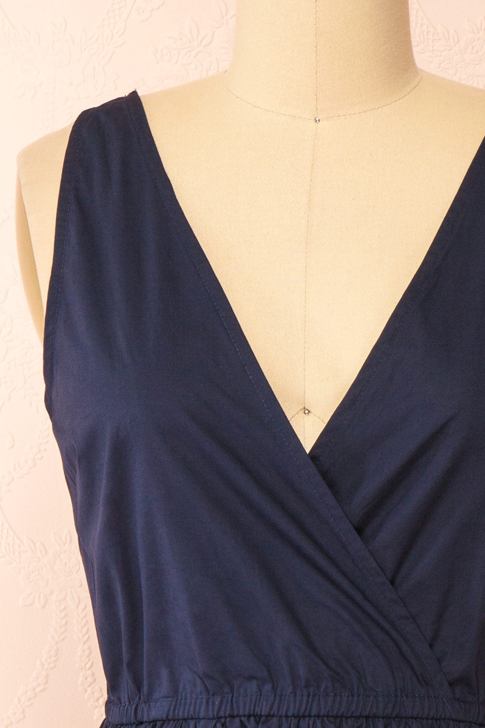 Lenora Navy Short A-line Dress w/ Elastic Waist | Boutique 1861 front