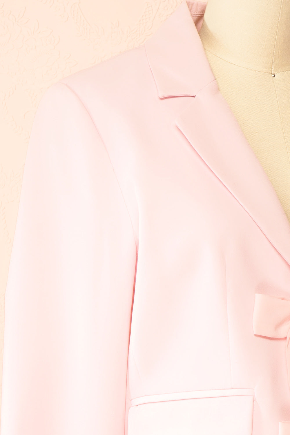 Leodie Short Pink Blazer with Bows | Boutique 1861 side