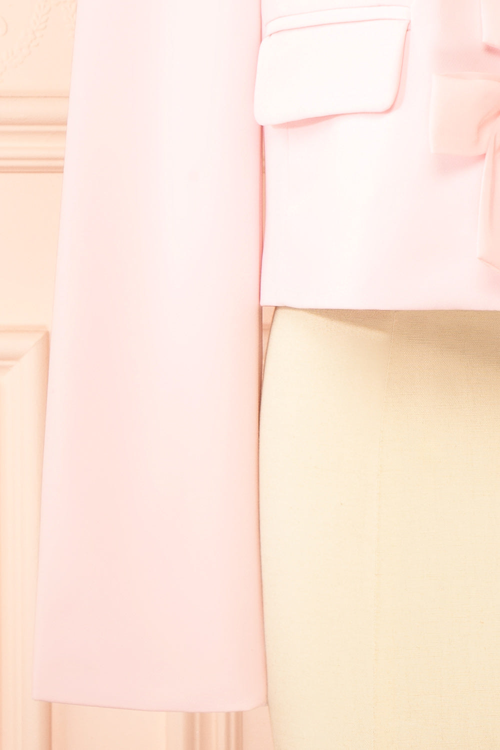 Leodie Short Pink Blazer with Bows | Boutique 1861 sleeve
