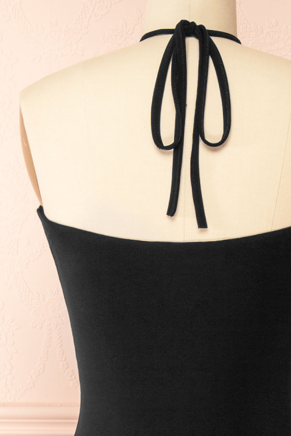 Leora Black Long Dress with Cross Halter Neckline | Boutique 1861 back