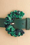 Lestrange Green Faux Leather Belt w/ Resin Buckle | Boutique 1861 close-up