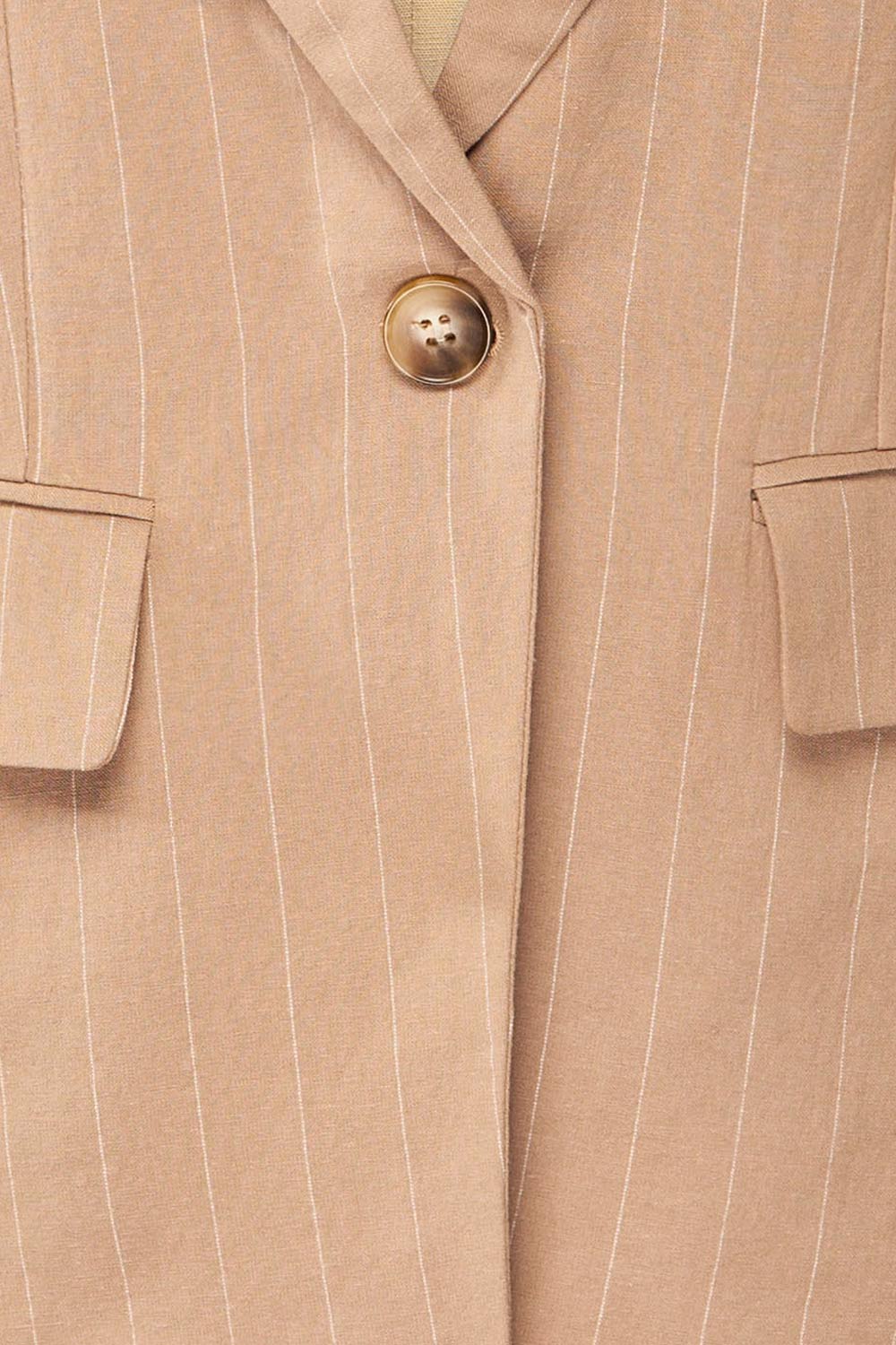 Lethbridge Taupe Blazer w/ White Stripes | La petite garçonne fabric