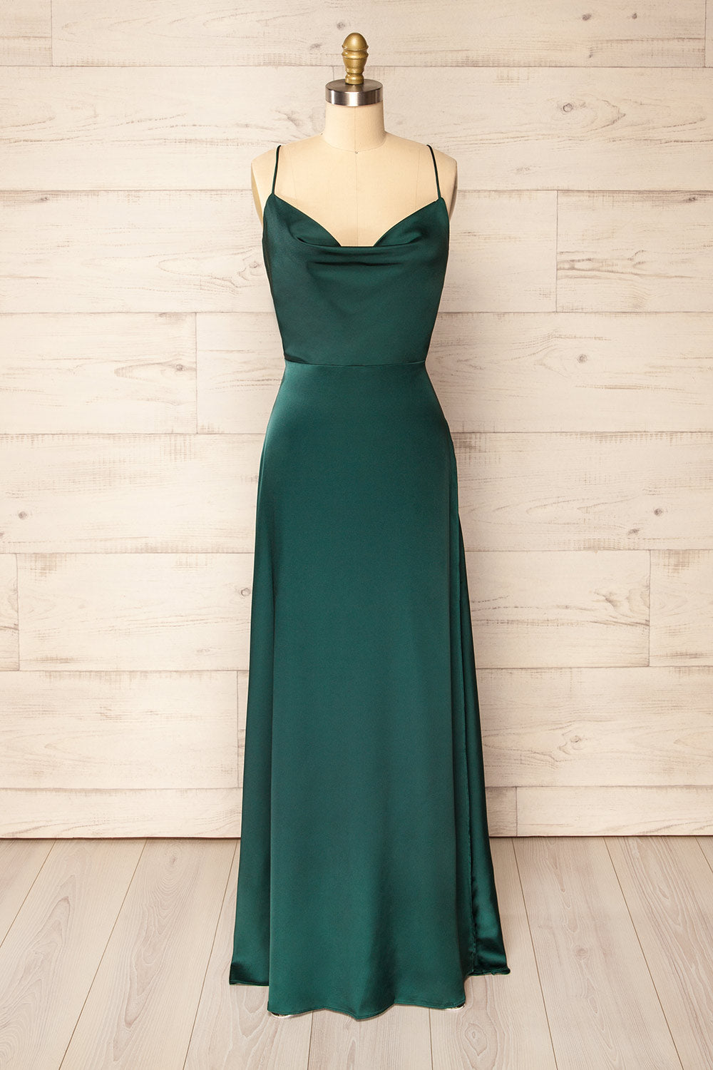 Letheria Green Cowl Neck Satin Maxi Dress | La petite garonne Letheria Green Cowl Neck Satin Maxi Dress | La petite garonne