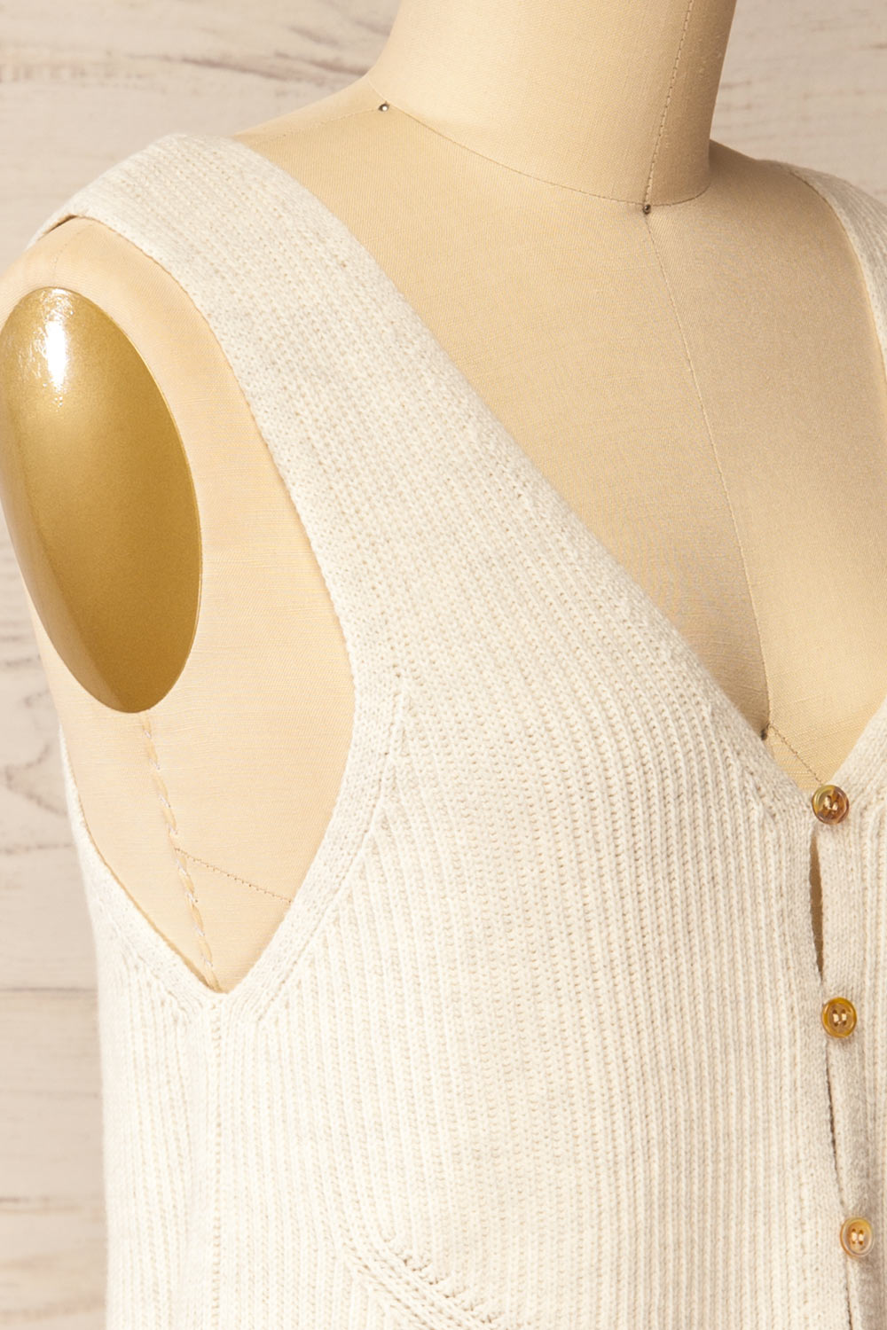 Leuven Beige Button-Up Knit Tank Top | La petite garçonne side