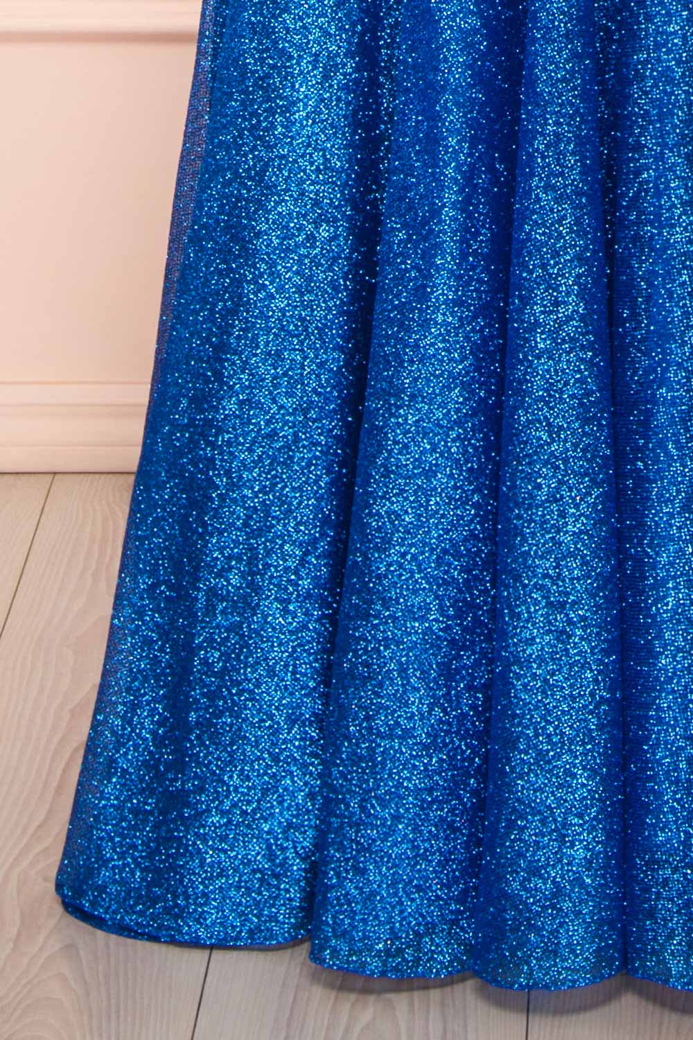 Lexy Blue Sparkly Cowl Neck Maxi Dress | Boutique 1861 bottom