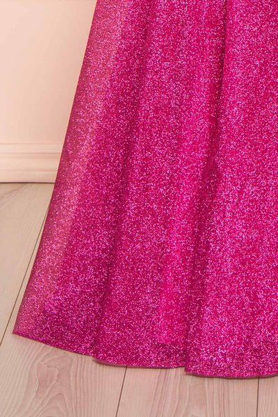 Lexy Fuchsia Sparkly Cowl Neck Maxi Dress | Boutique 1861 bottom